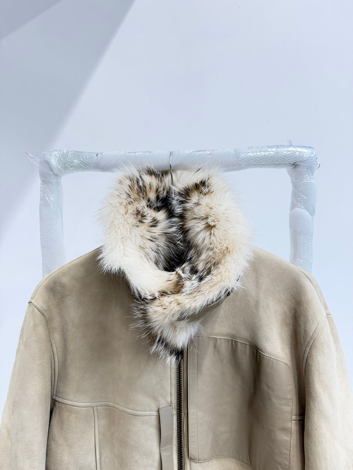 AW2002 Gucci by Tom Ford WW2 shearling flight jacket with fox collar.