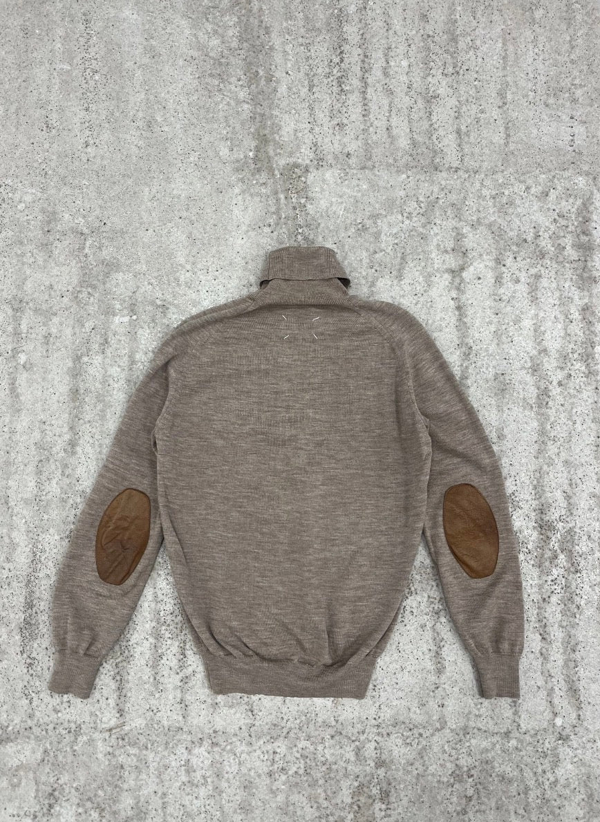 1999 Martin Margiela Wool Turtleneck With Leather Elbow Pads