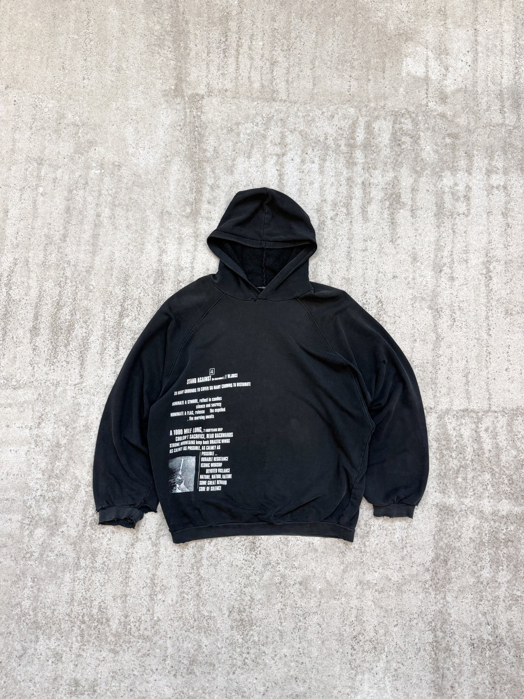 SS2002 Raf Simons 'Terror' Oversize Hoodie With Enzyme Wash