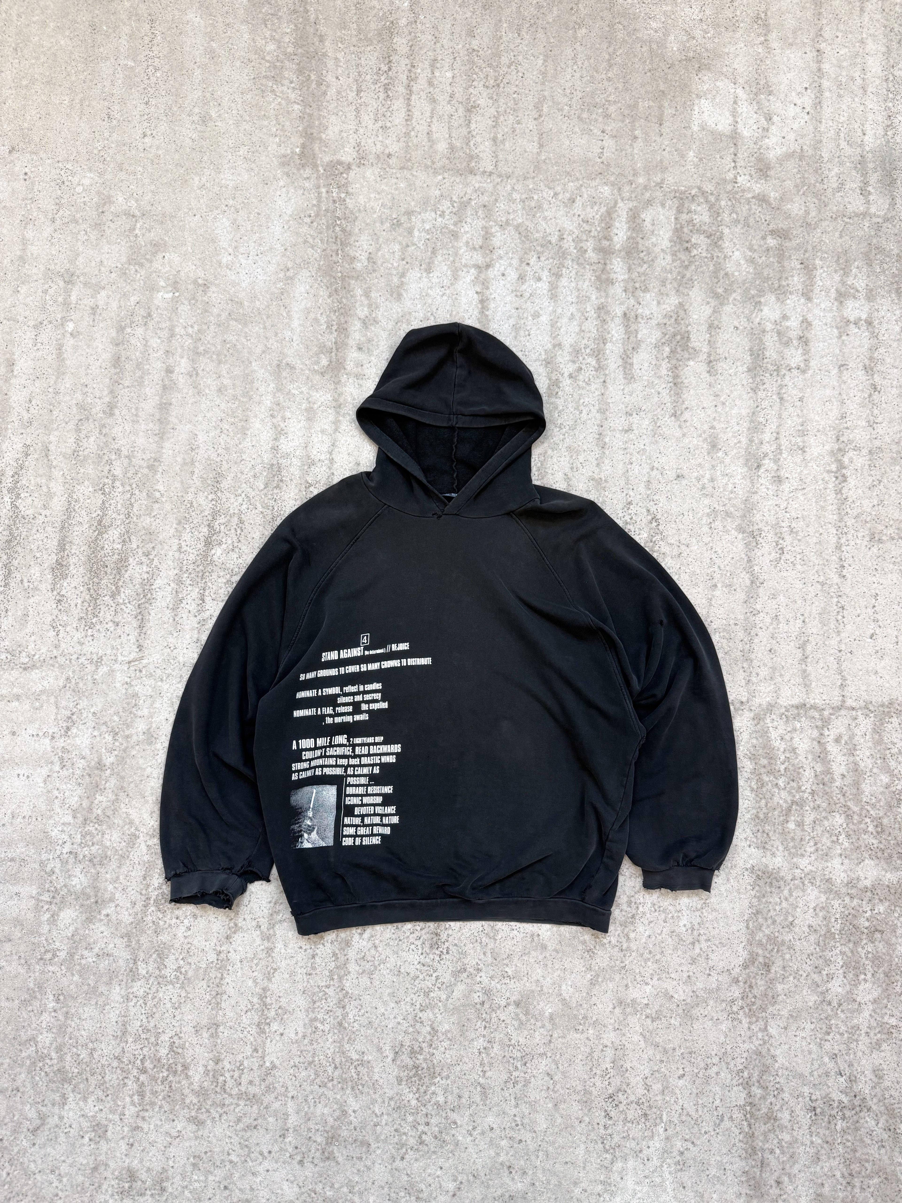 SS2002 Raf Simons 'Terror' Oversize Hoodie With Enzyme Wash