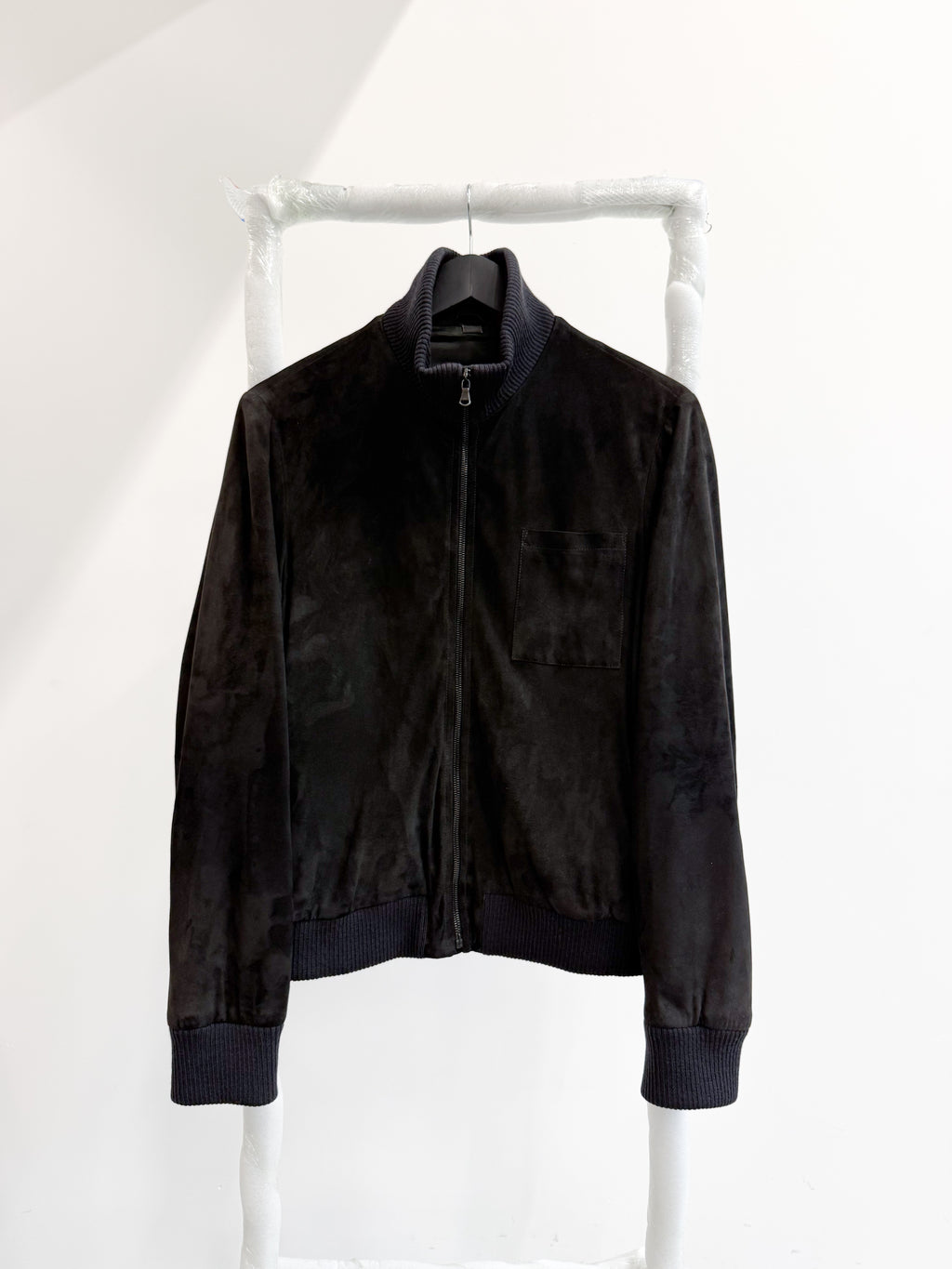 AW2005 Helmut Lang Suede One-Pocket High-Neck Bomber Jacket