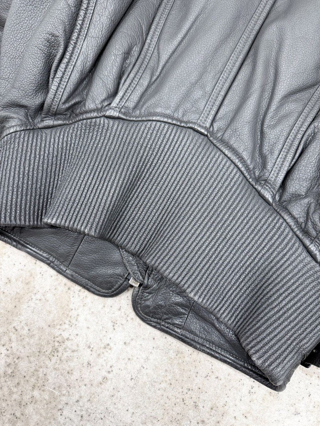 1980's Issey Miyake Faux-Layered Leather Jacket With Adjustable Side Buckles And Leather Ribbing