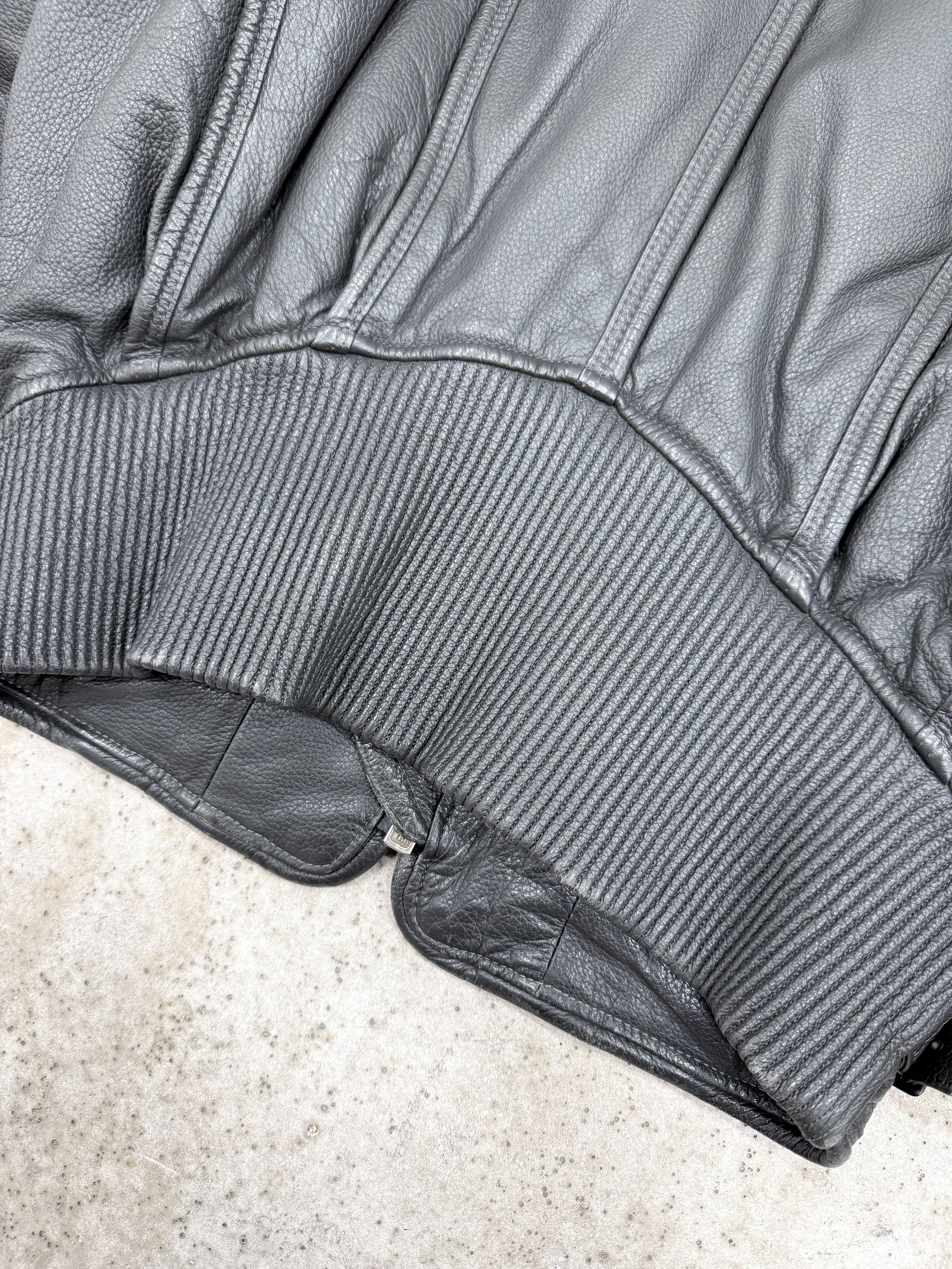 1980's Issey Miyake Faux-Layered Leather Jacket With Adjustable Side Buckles And Leather Ribbing