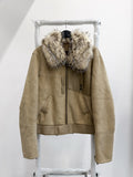 AW2002 Gucci by Tom Ford WW2 shearling flight jacket with fox collar.