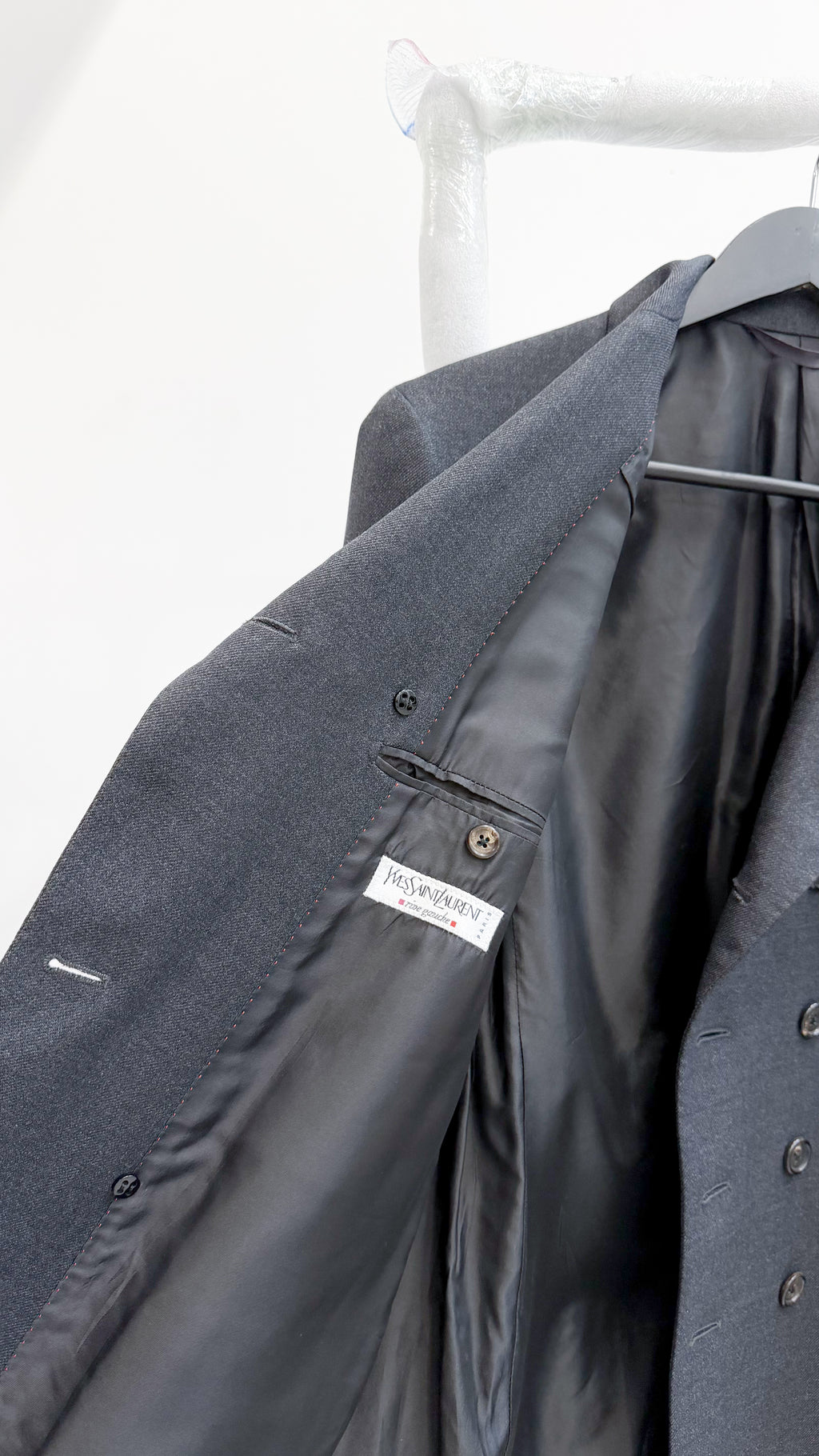 FW1999 YSL Rive Gauche by Hedi Slimane Wool Tailored Double-Breasted Coat