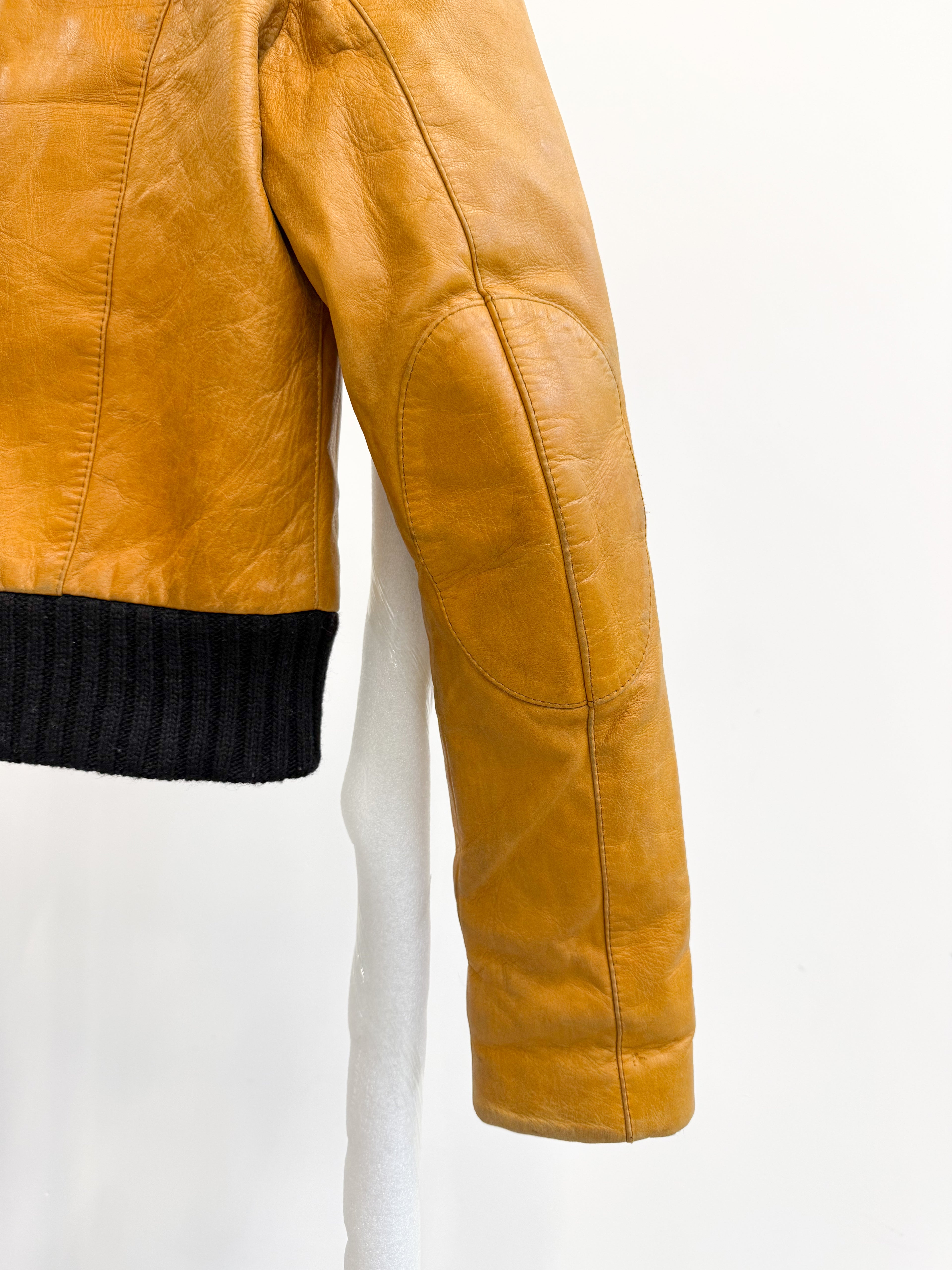AW2002 Balenciaga by Nicolas Ghesquière Wool High-Neck Leather Jacket