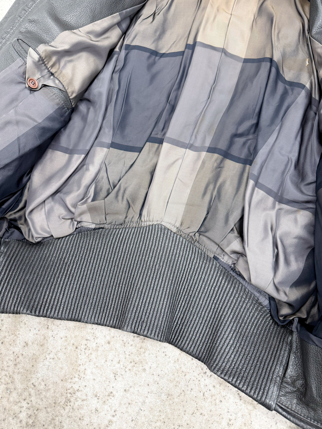 1980's Issey Miyake Faux-Layered Leather Jacket With Adjustable Side Buckles And Leather Ribbing