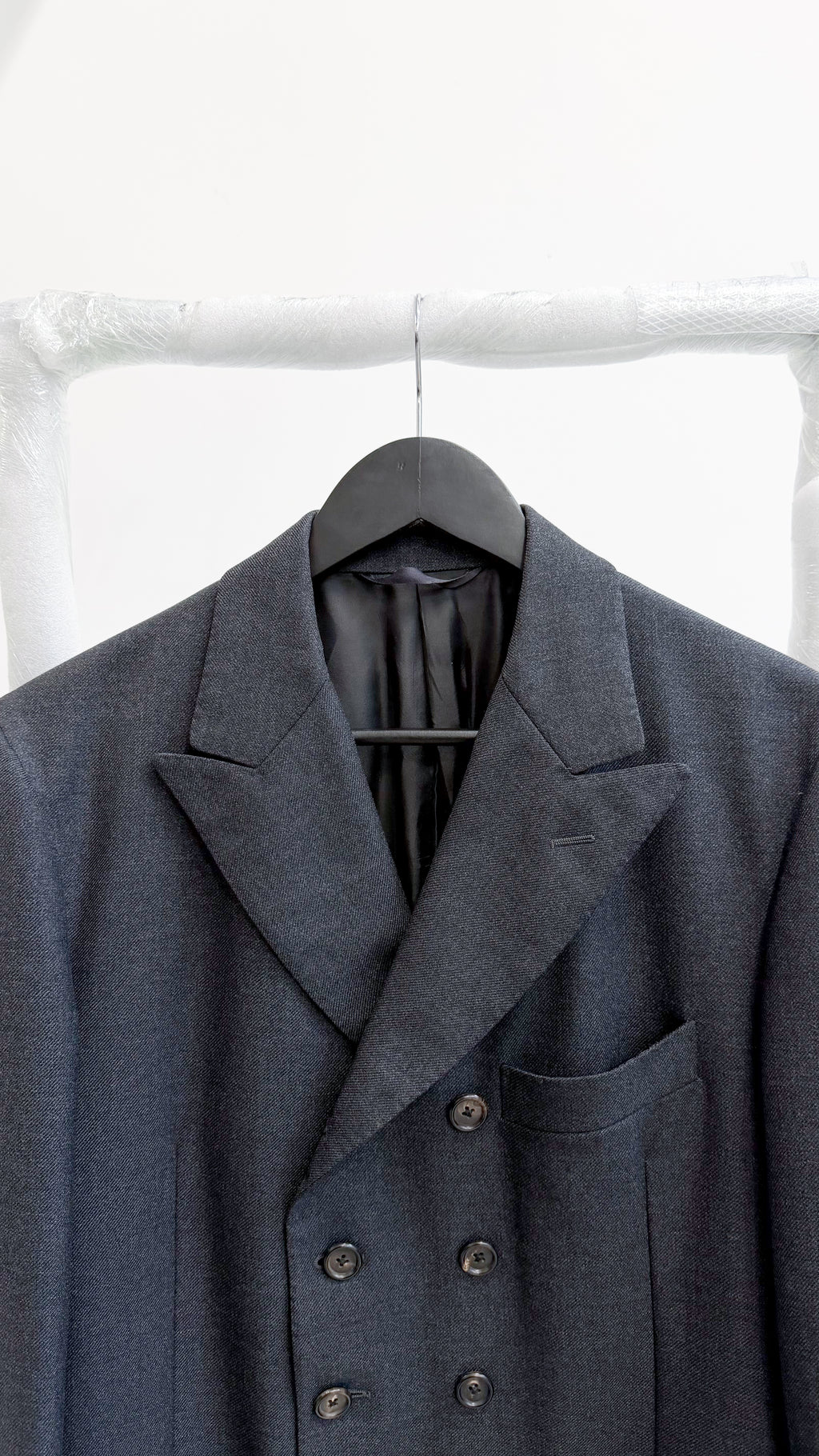 FW1999 YSL Rive Gauche by Hedi Slimane Wool Tailored Double-Breasted Coat