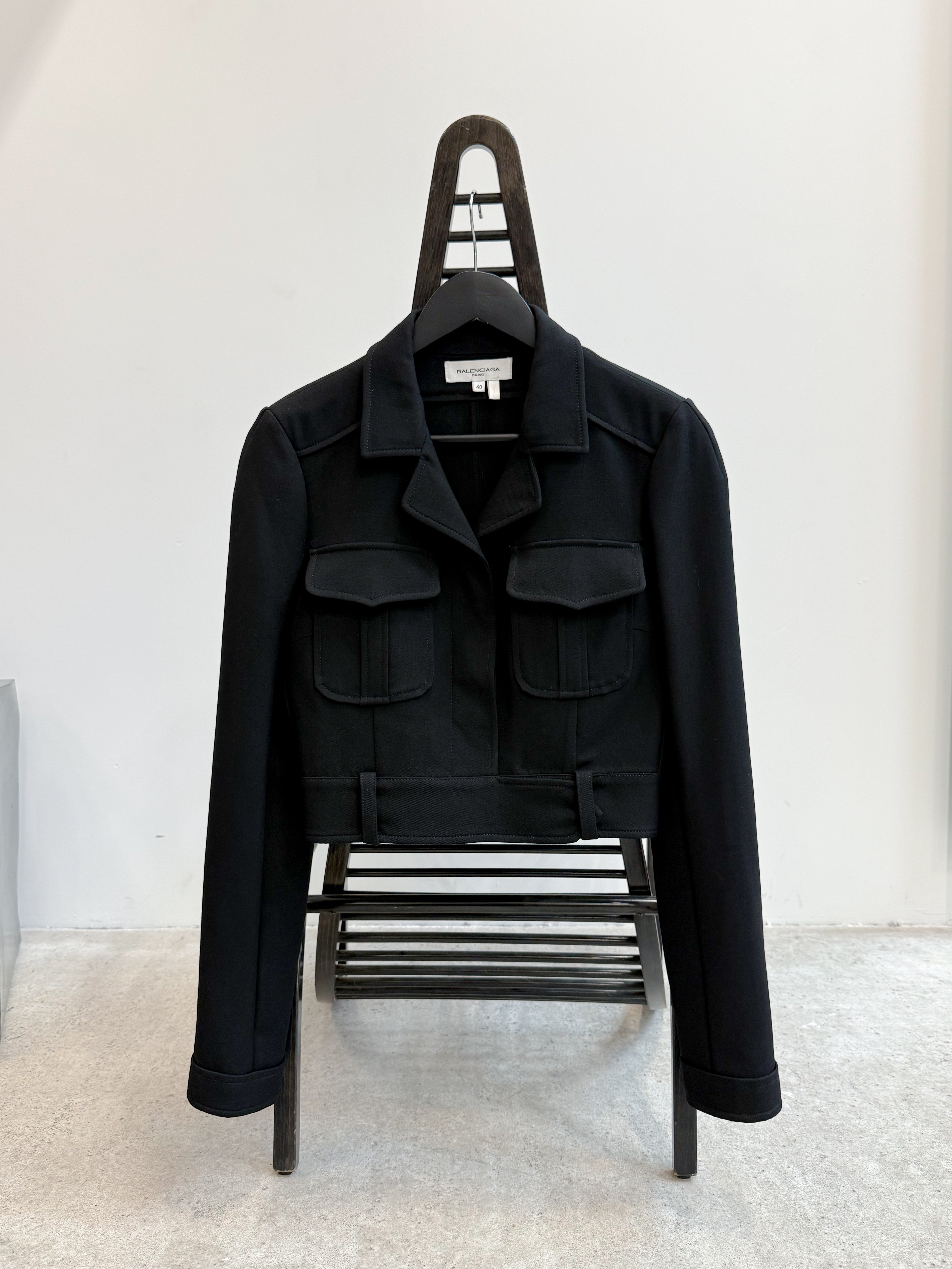 2010 Balenciaga by Nicolas Ghesquière Leather Layered Moto Shearling Jacket + 2004 Military Blouson