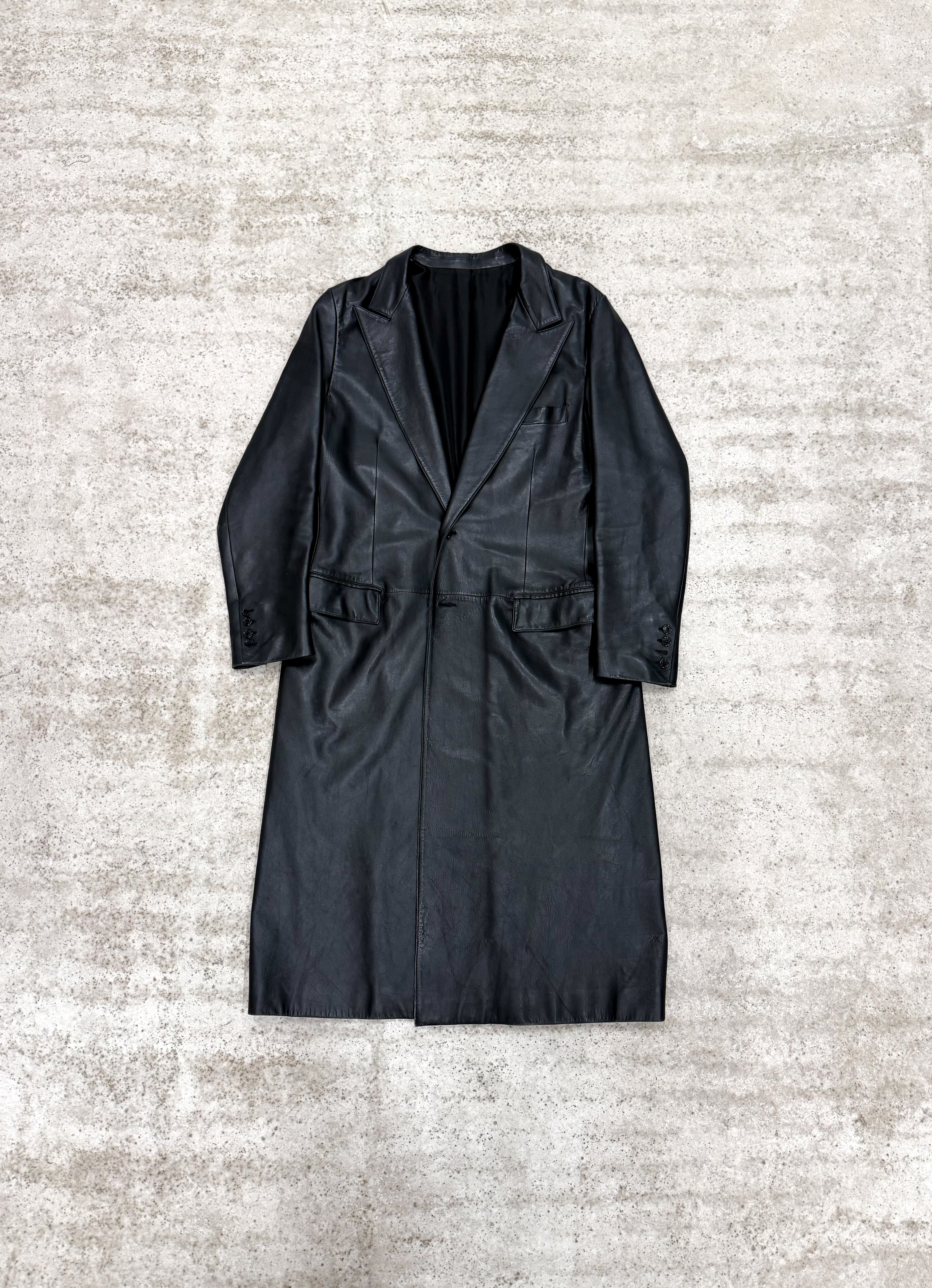 FW1999-2000 Rive Gauche by Hedi Slimane Leather Overcoat