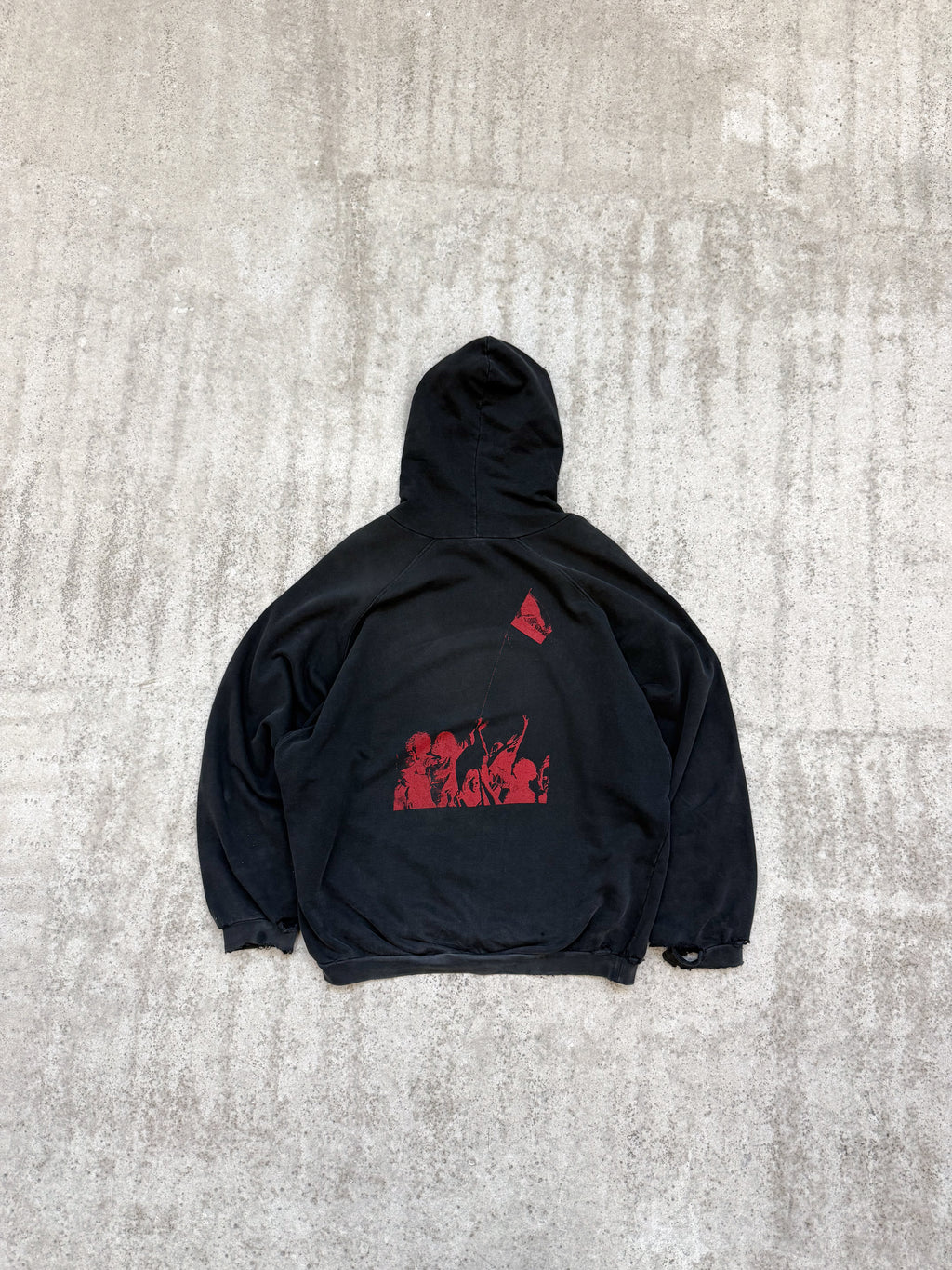 SS2002 Raf Simons 'Terror' Oversize Hoodie With Enzyme Wash