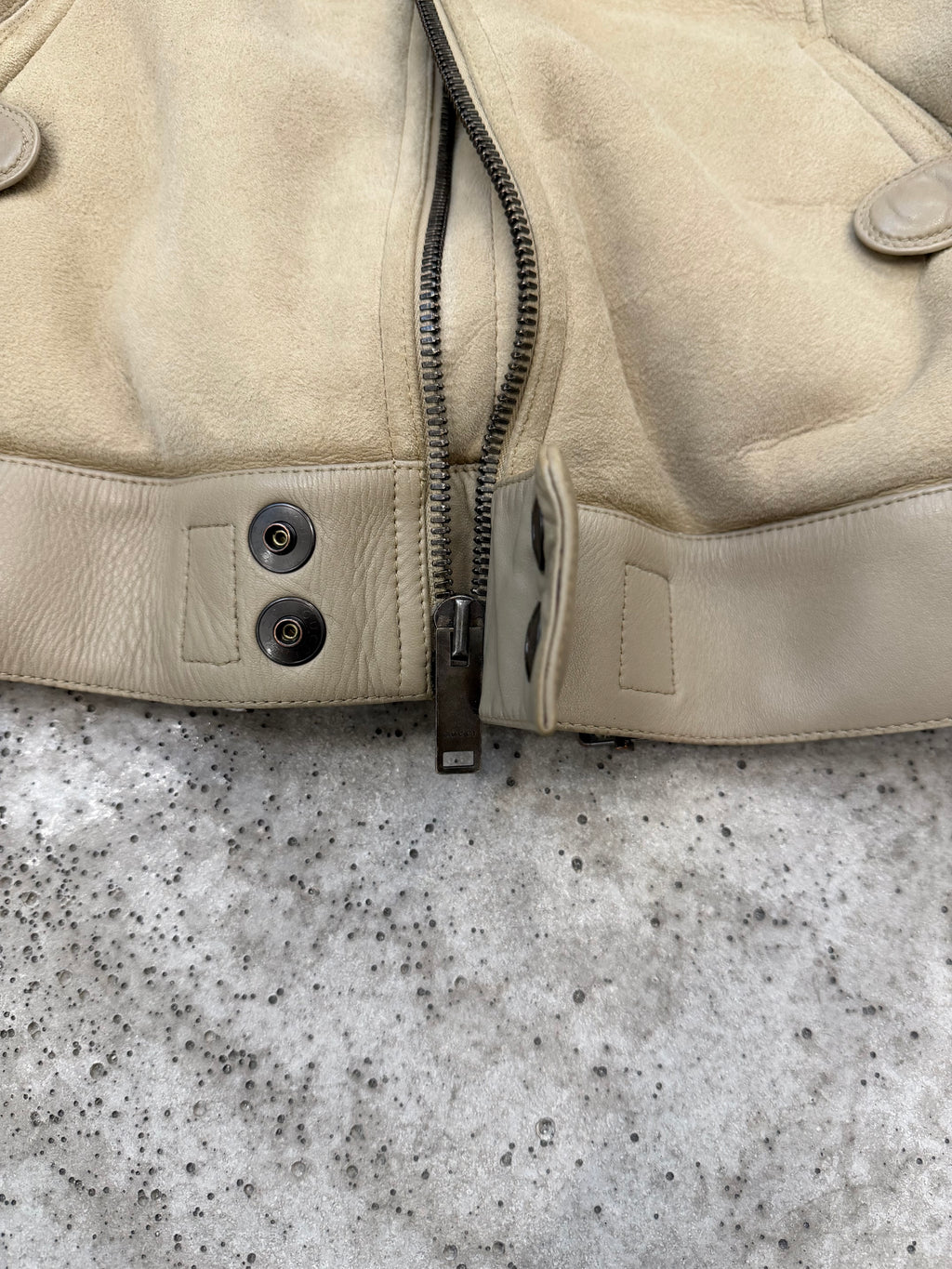 AW2002 Gucci by Tom Ford WW2 shearling flight jacket with fox collar.