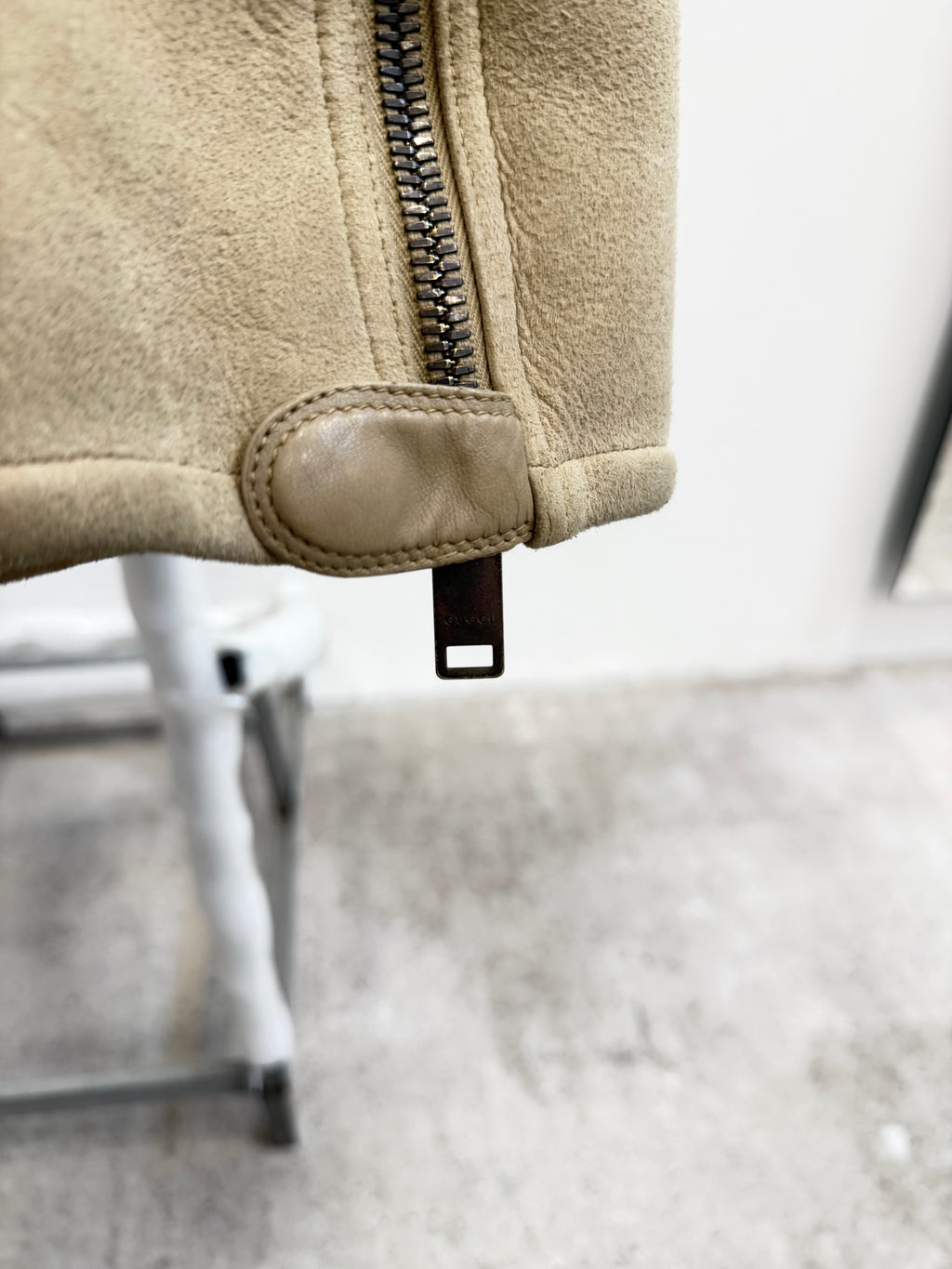 AW2002 Gucci by Tom Ford WW2 shearling flight jacket with fox collar.