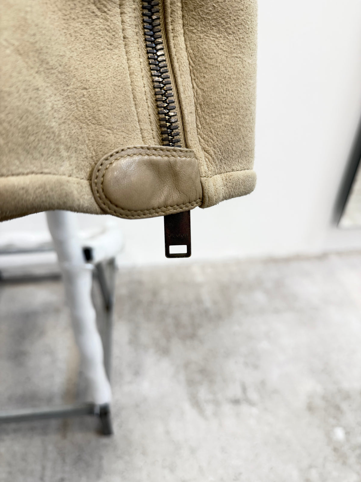 AW2002 Gucci by Tom Ford WW2 shearling flight jacket with fox collar.