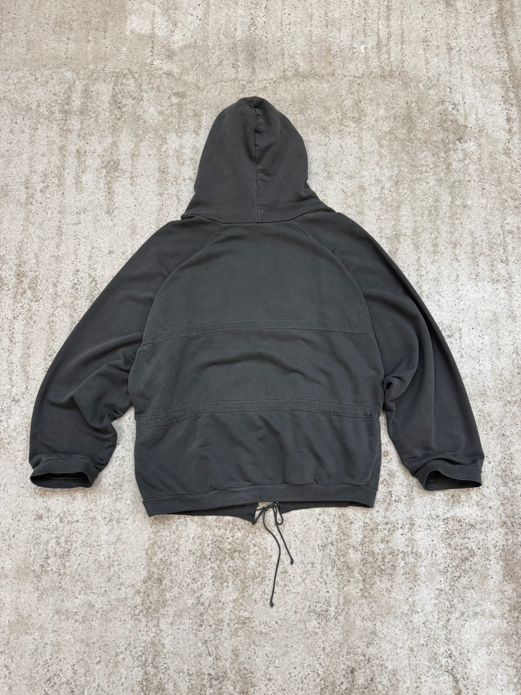 SS2004 Raf Simons Oversized And Slashed Batwing Hoodie With String Closures