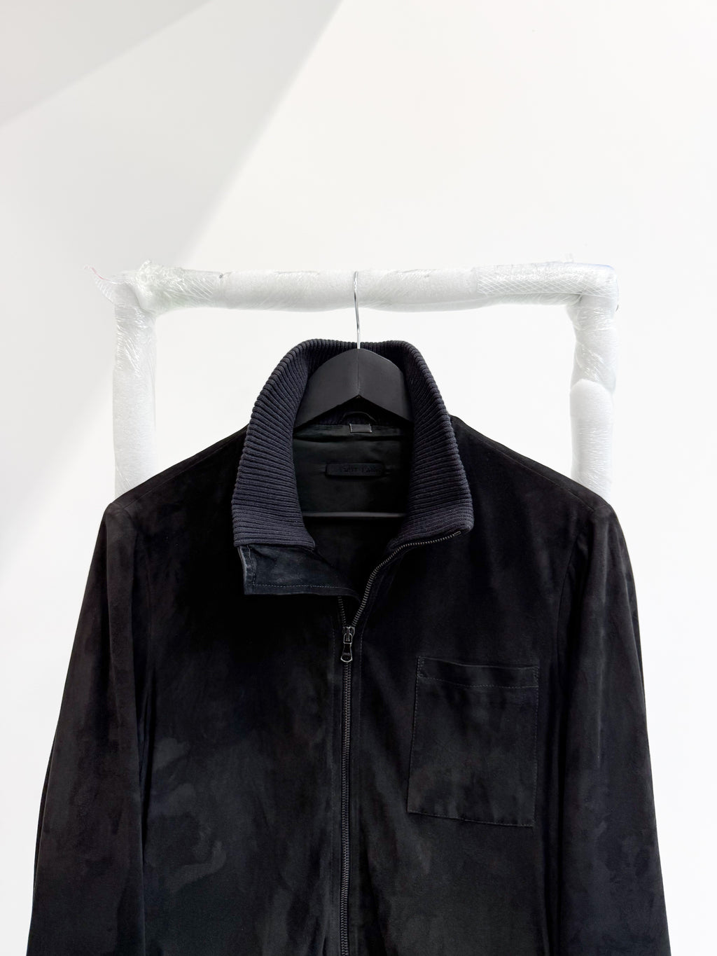 AW2005 Helmut Lang Suede One-Pocket High-Neck Bomber Jacket