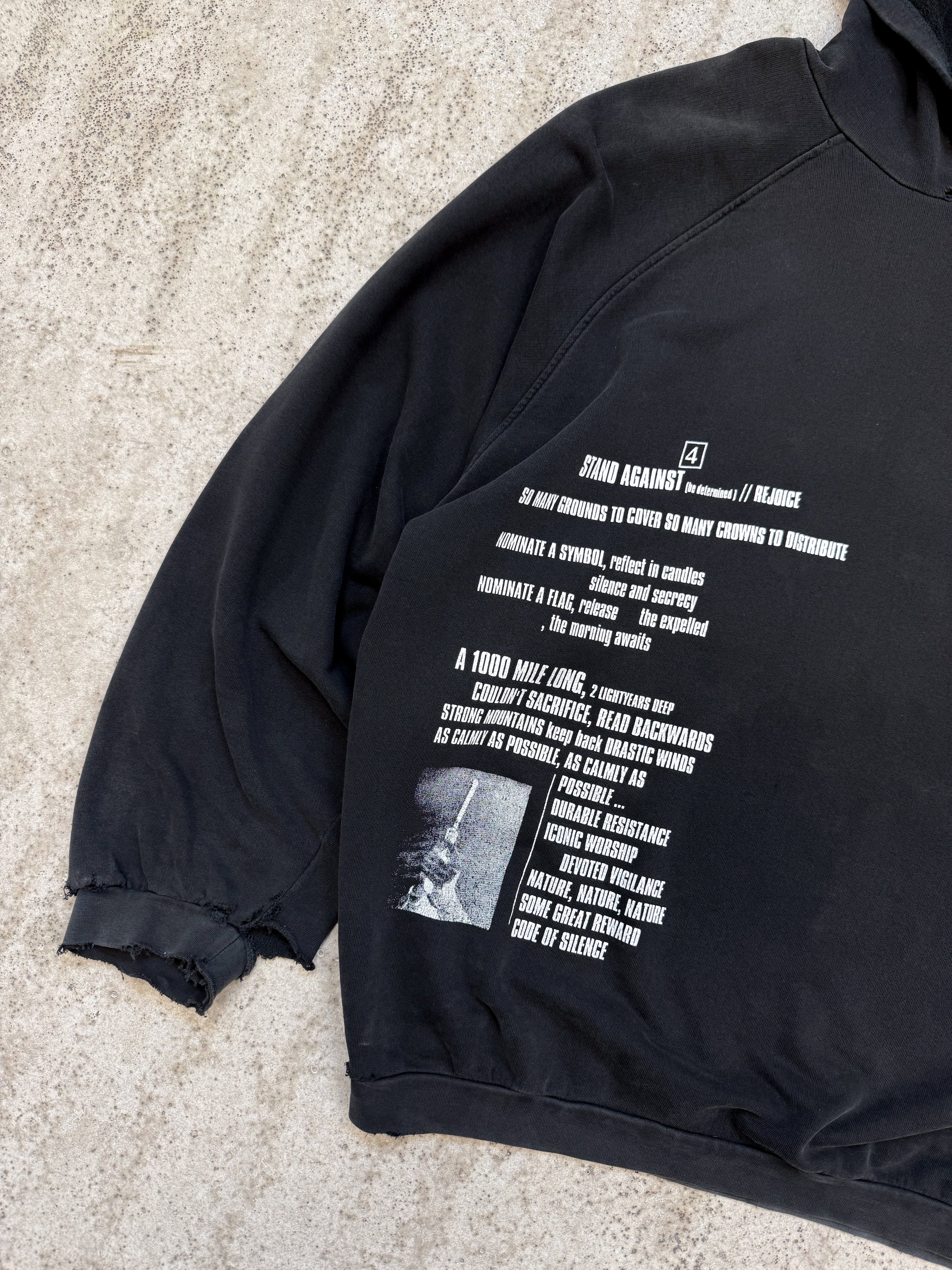 SS2002 Raf Simons 'Terror' Oversize Hoodie With Enzyme Wash
