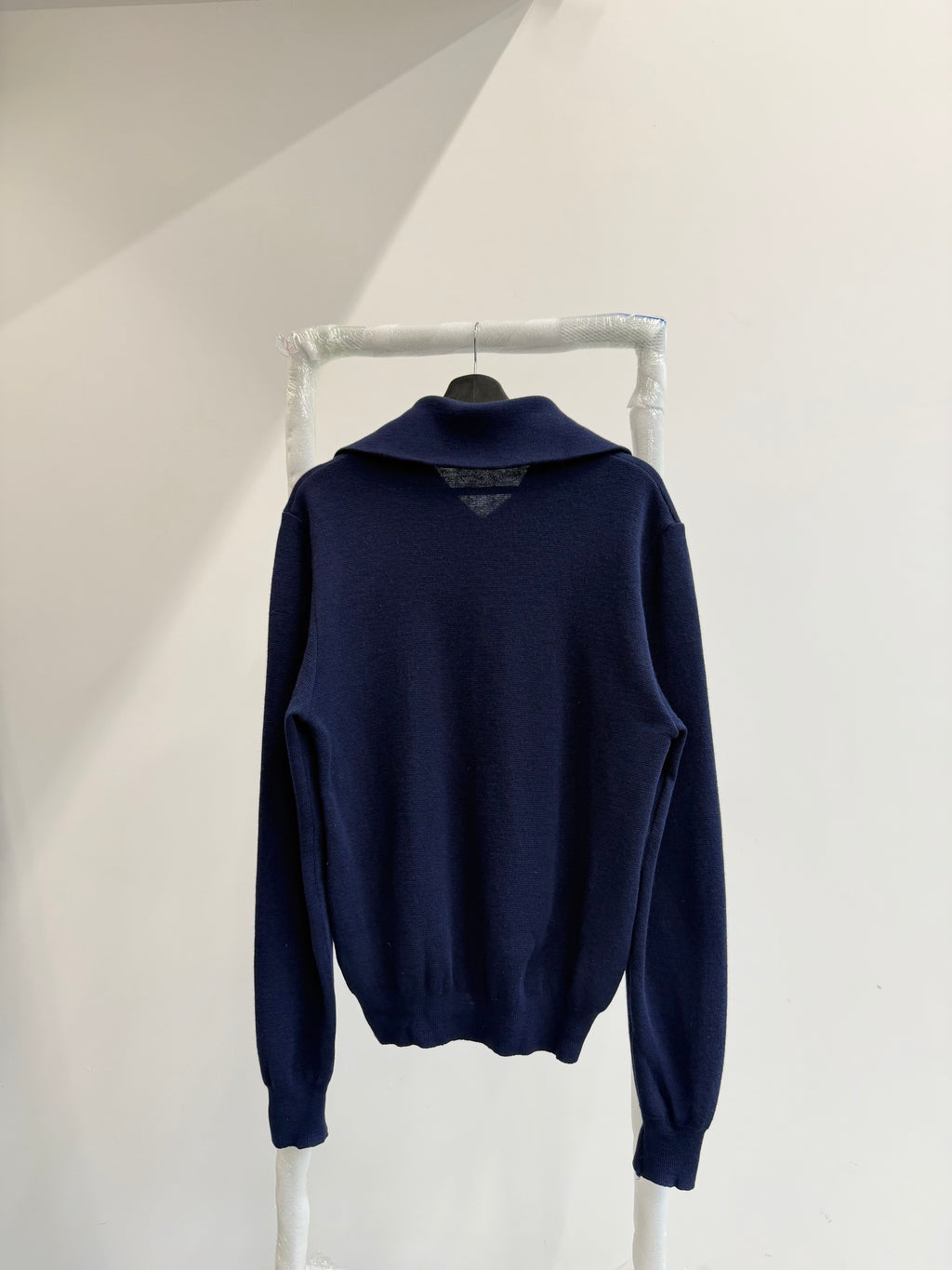 1980's Thierry Mugler Men's High-Neck 3/4 Zip Wool Knit