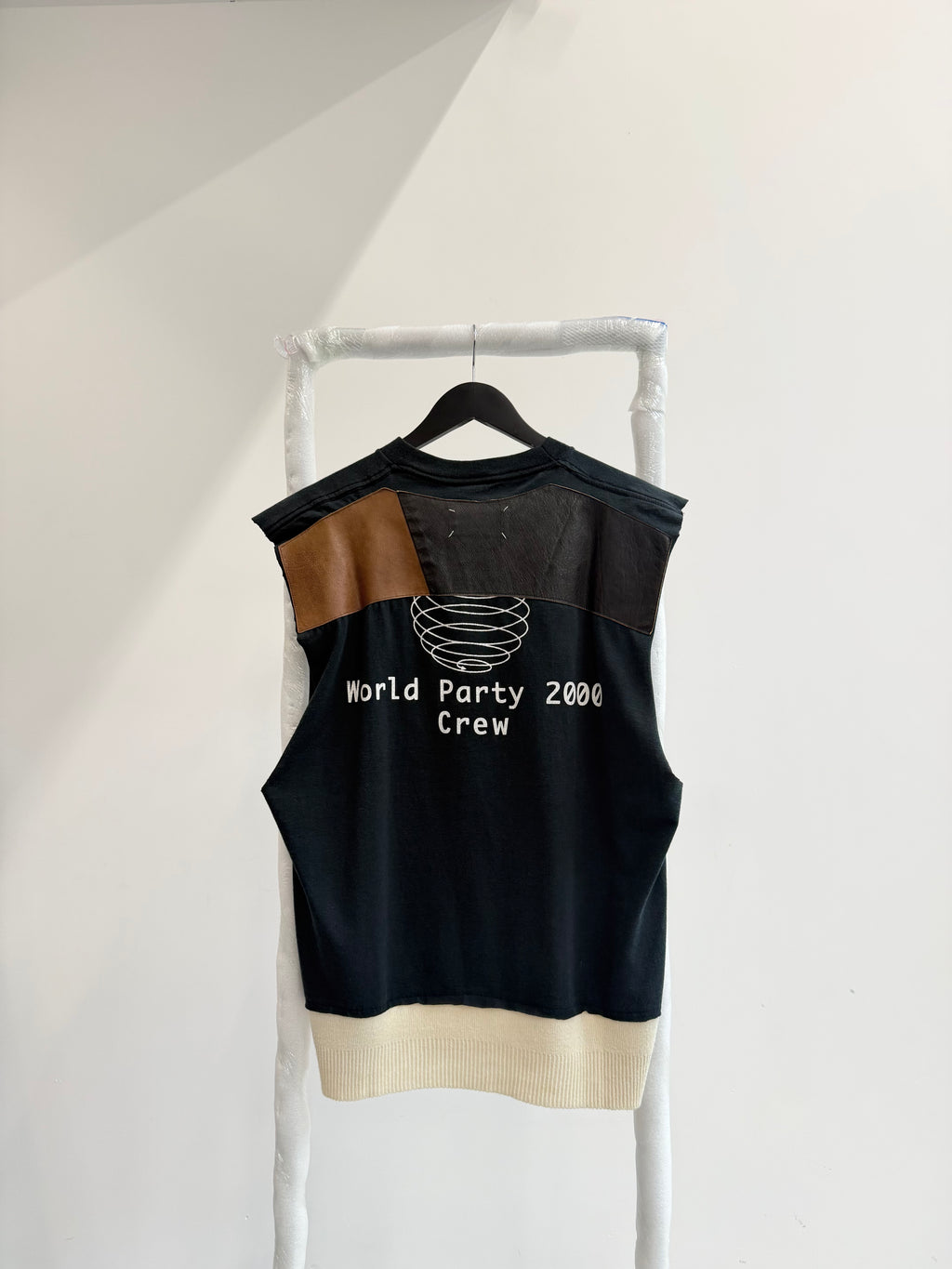 SS2005 Martin Margiela Artisanal Hybrid Tanktop With Leather And Wool Inserts