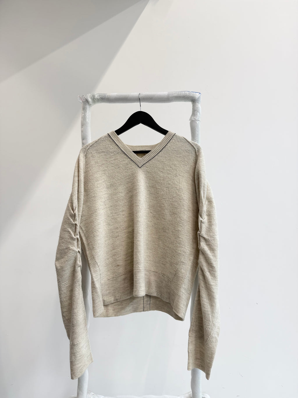 2010's Céline by Phoebe Philo Gathered Seams Sleeves V-Neck Knit