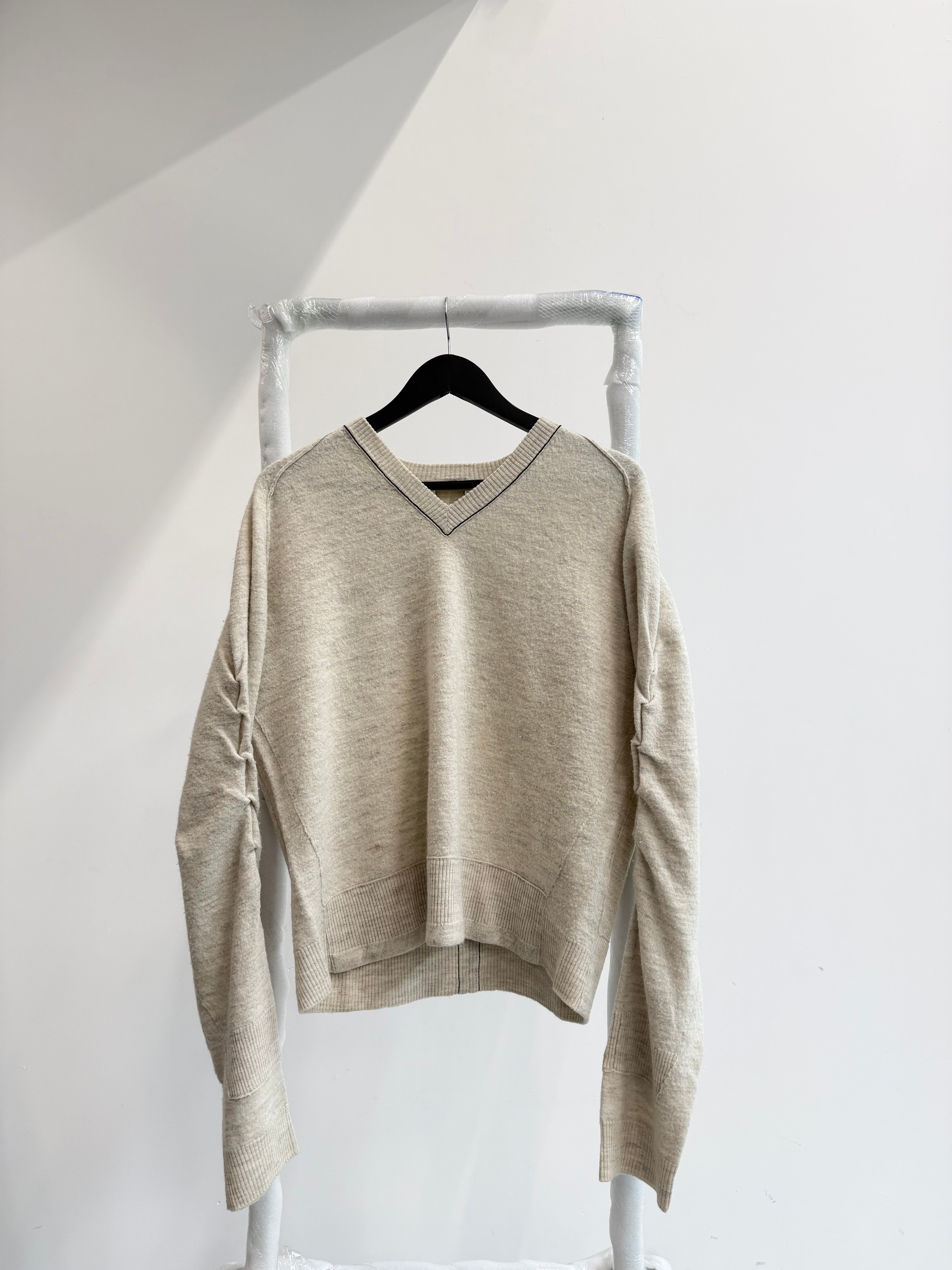 2010's Céline by Phoebe Philo Gathered Seams Sleeves V-Neck Knit