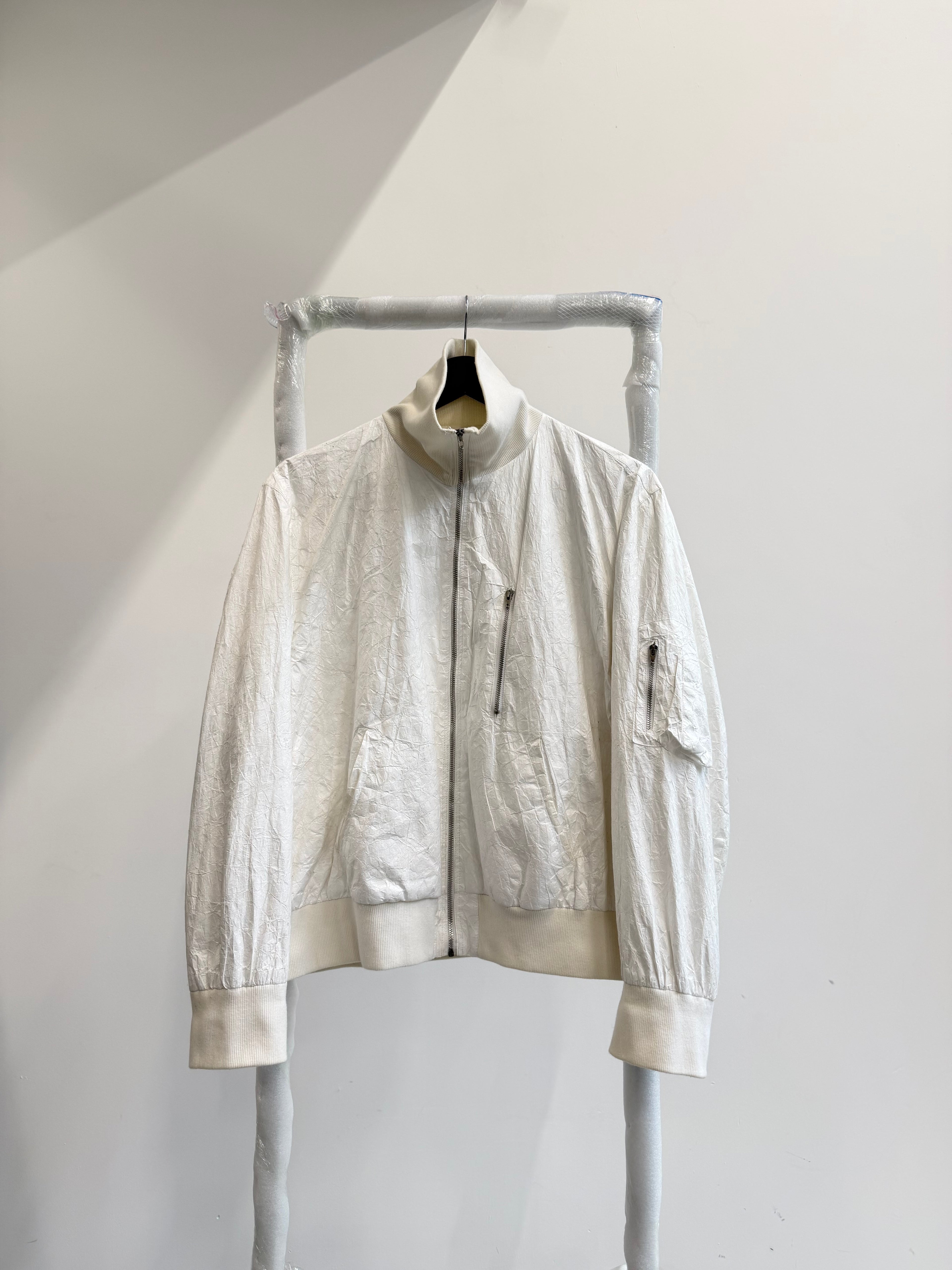1997 Helmut Lang 100% Polyethylene High-Neck Bomber Jacket