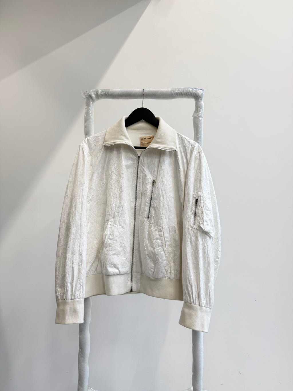 1997 Helmut Lang 100% Polyethylene High-Neck Bomber Jacket