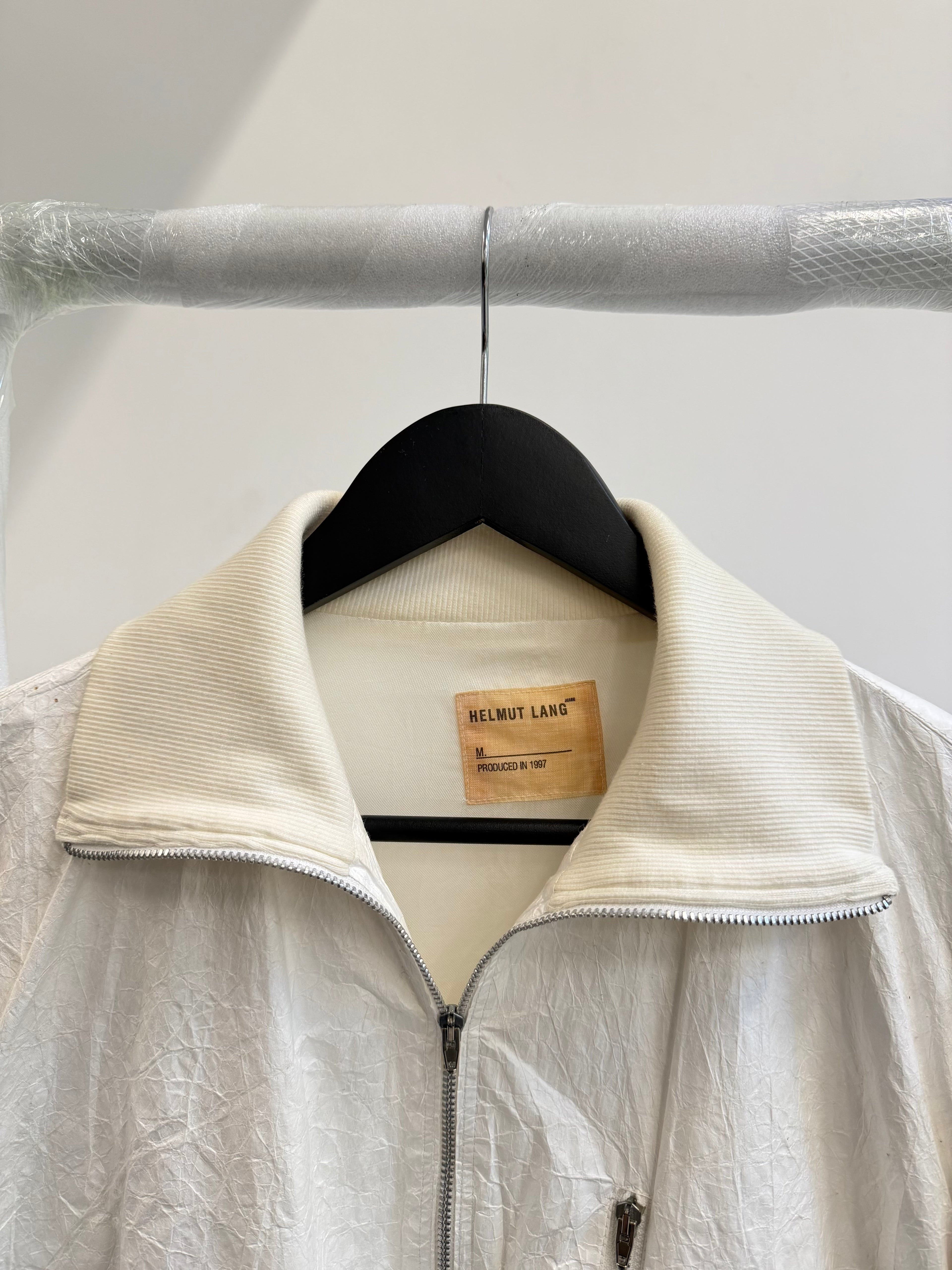 1997 Helmut Lang 100% Polyethylene High-Neck Bomber Jacket