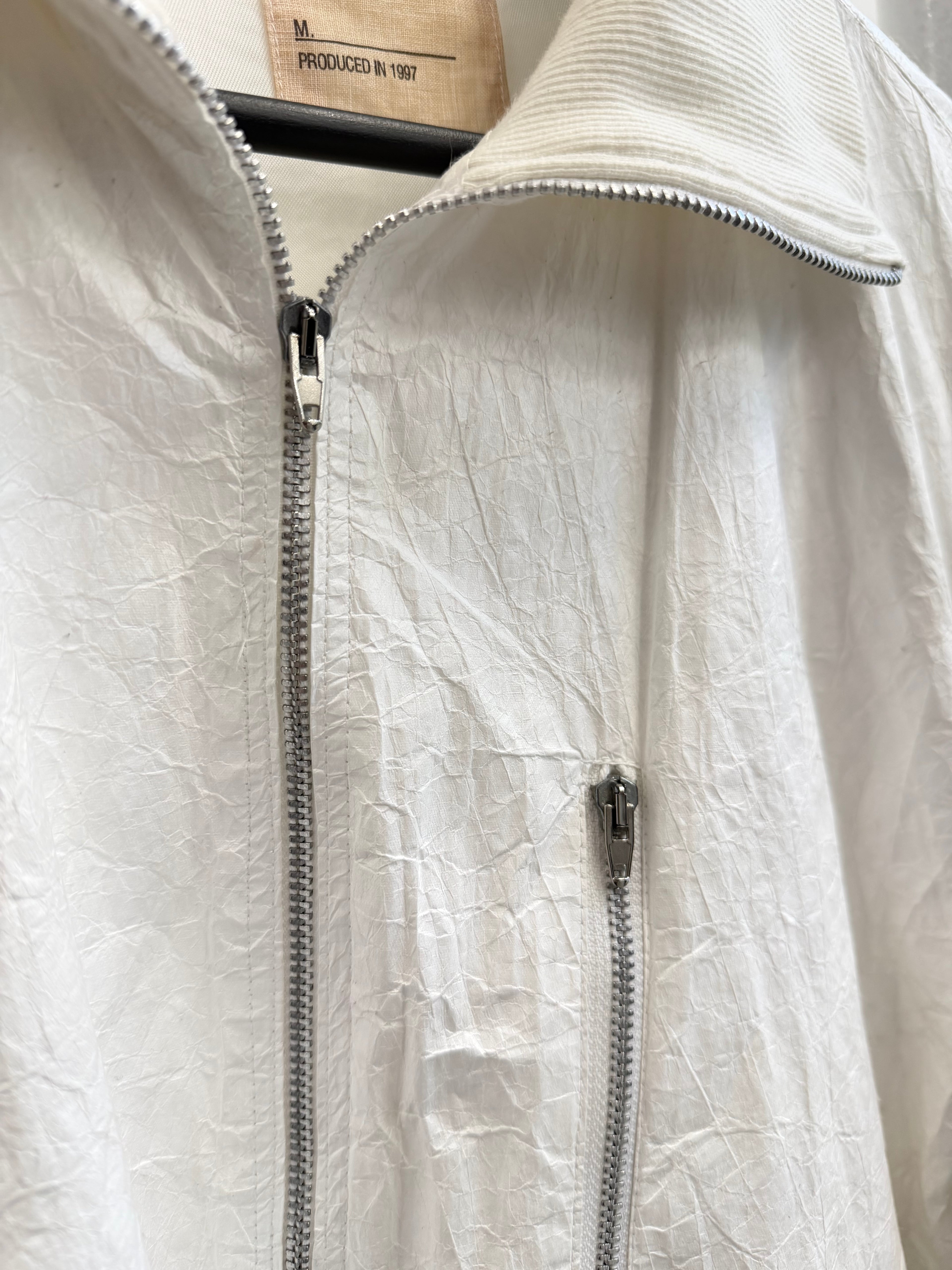 1997 Helmut Lang 100% Polyethylene High-Neck Bomber Jacket