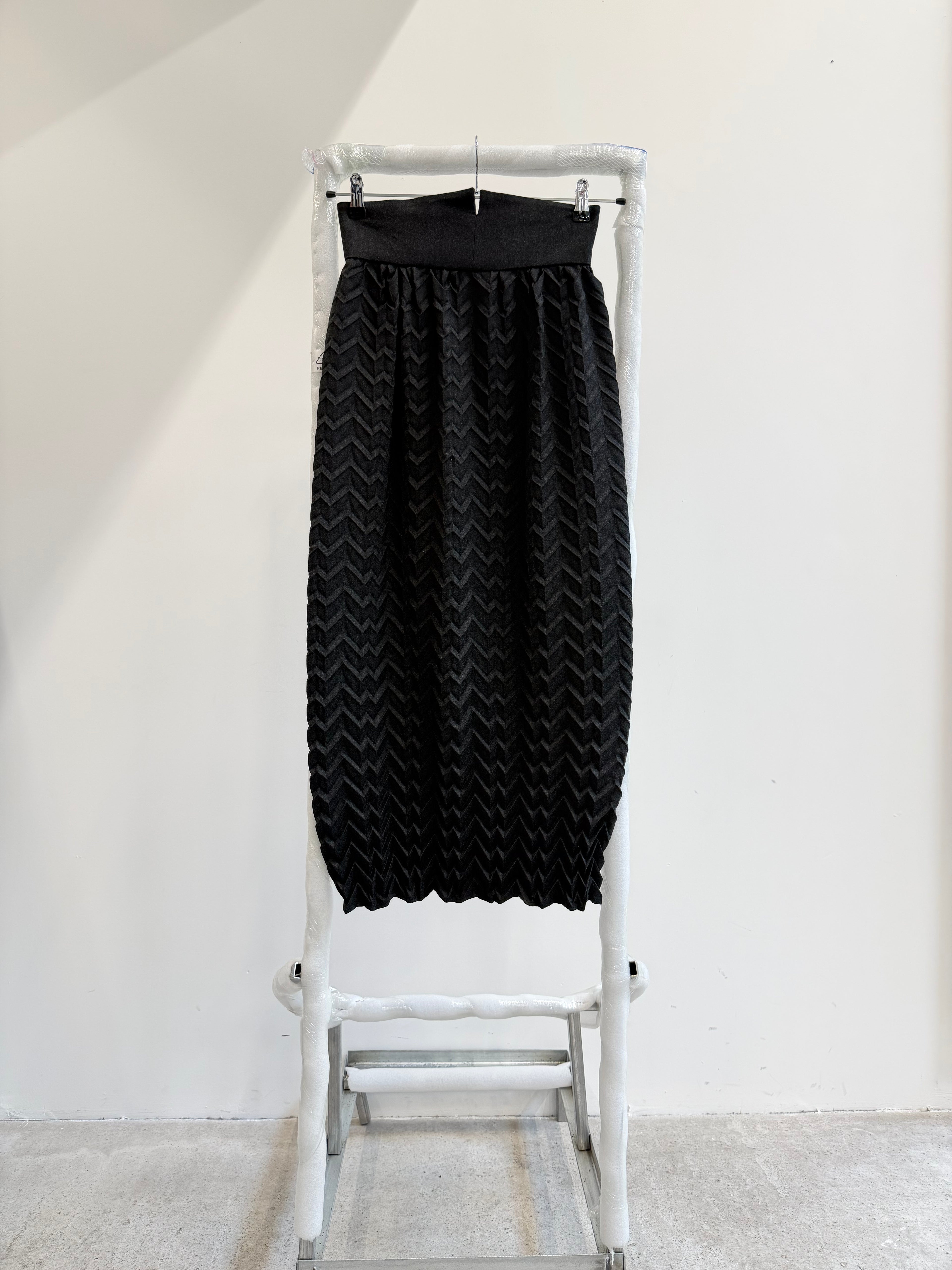 1980's Romeo Gigli Plissé Patterned Maxi Skirt