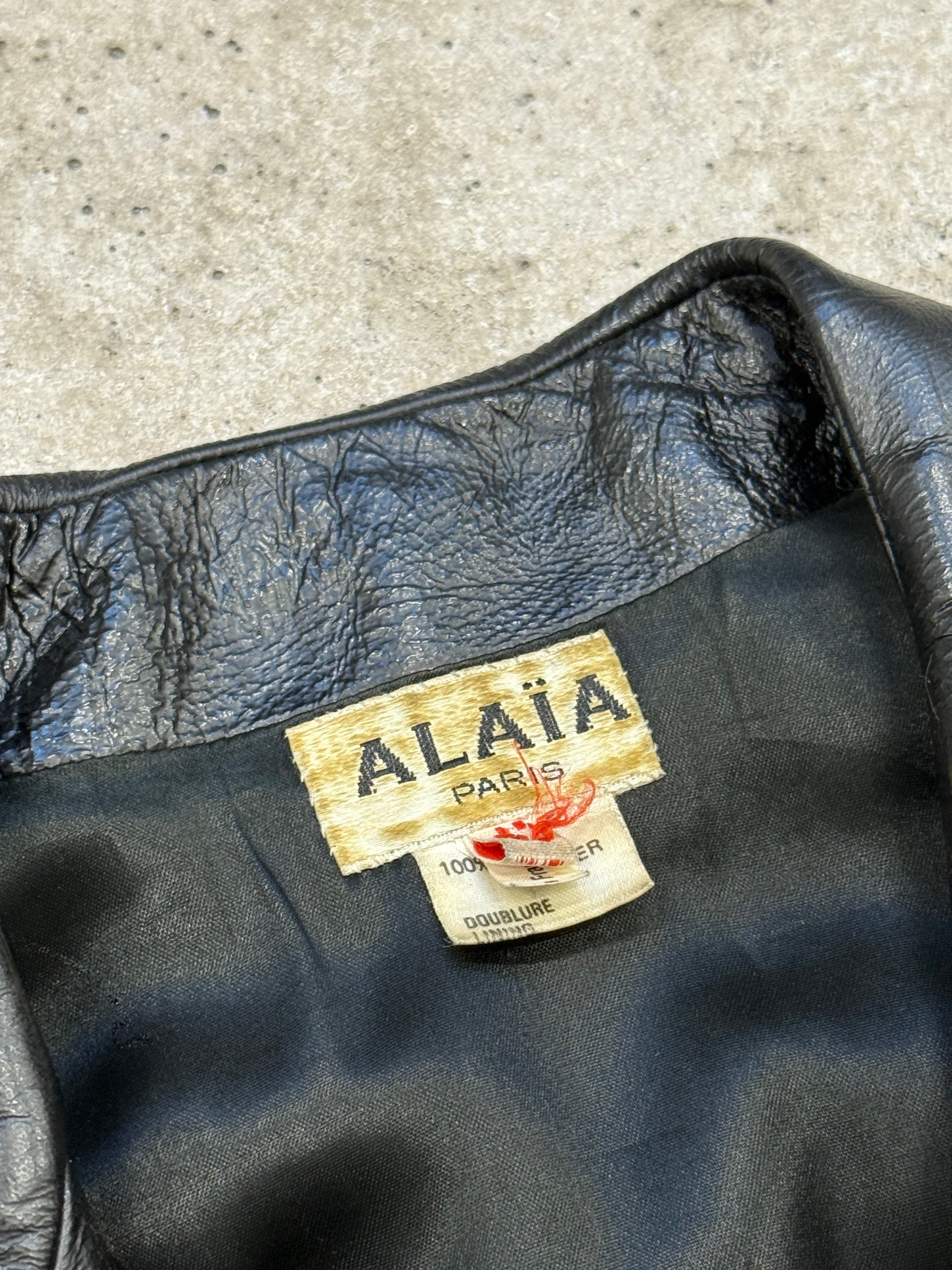 FW1990 Alaïa Patent Leather Perfecto With Darted And Laced Back