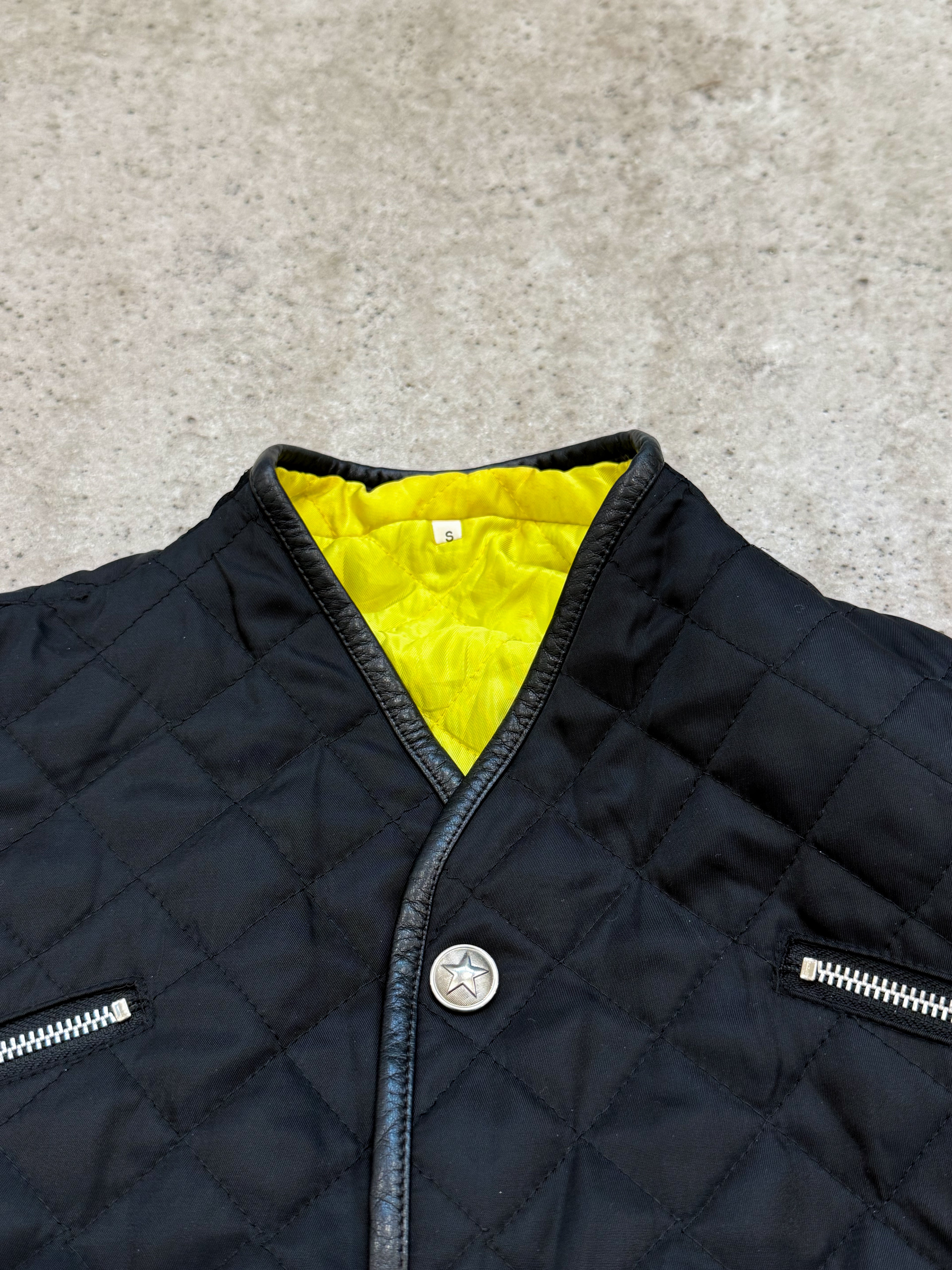 1980's Thierry Mugler Diamond-Quilted Nylon Bomber Jacket With Leather Trim