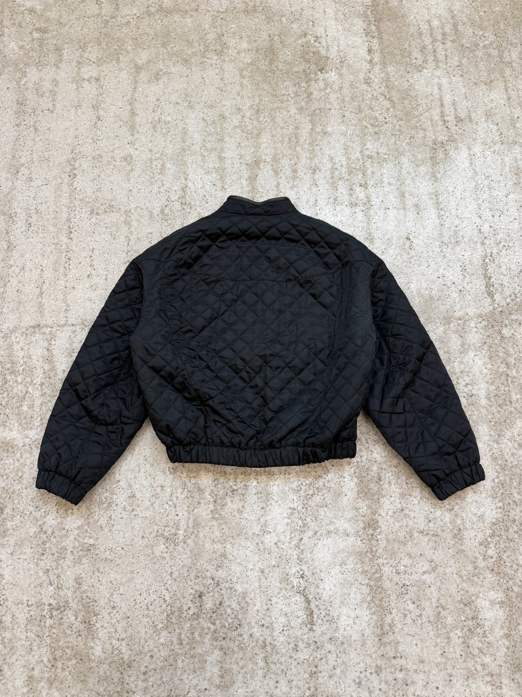 1980's Thierry Mugler Diamond-Quilted Nylon Bomber Jacket With Leather Trim