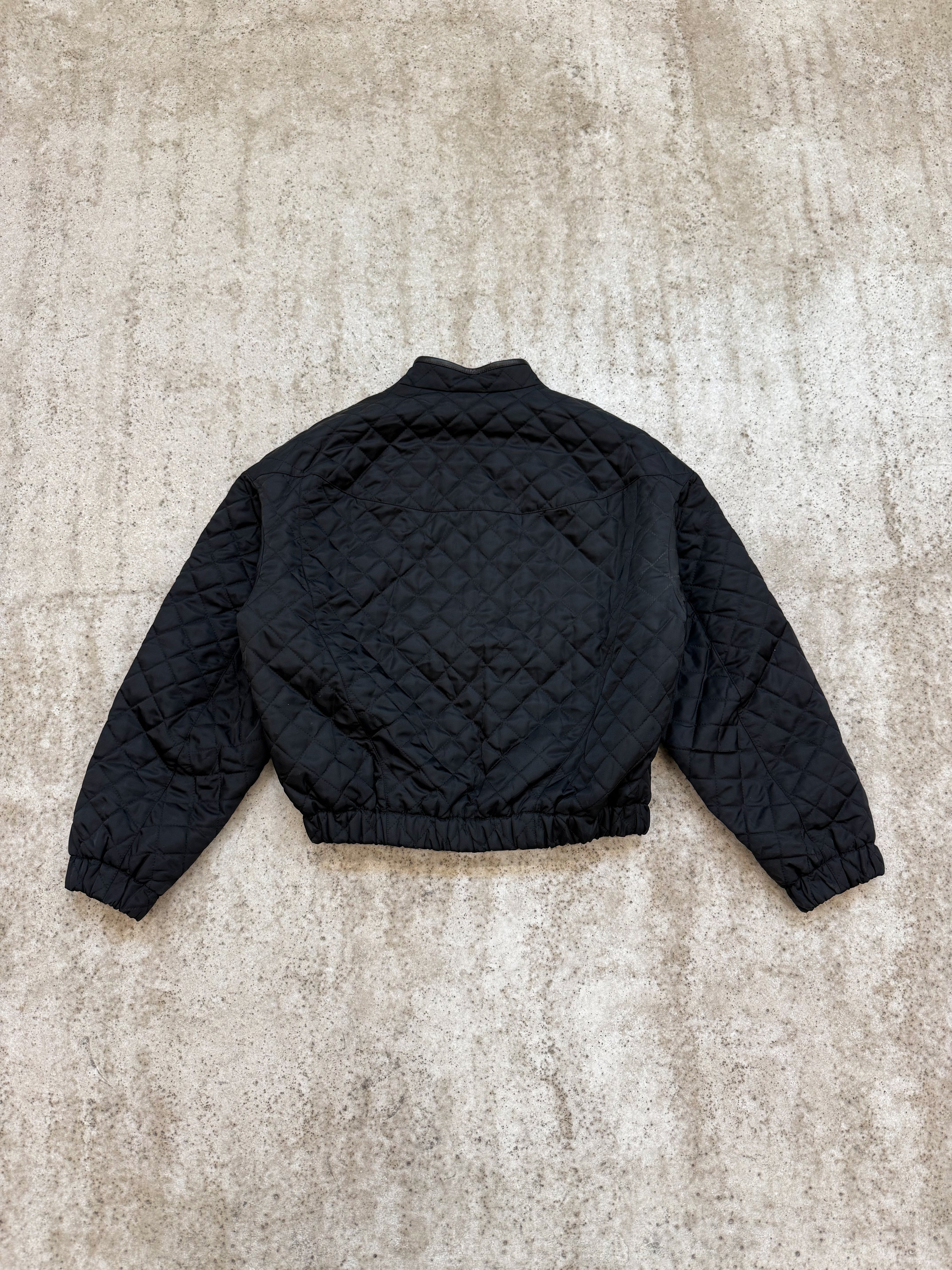 1980's Thierry Mugler Diamond-Quilted Nylon Bomber Jacket With Leather Trim