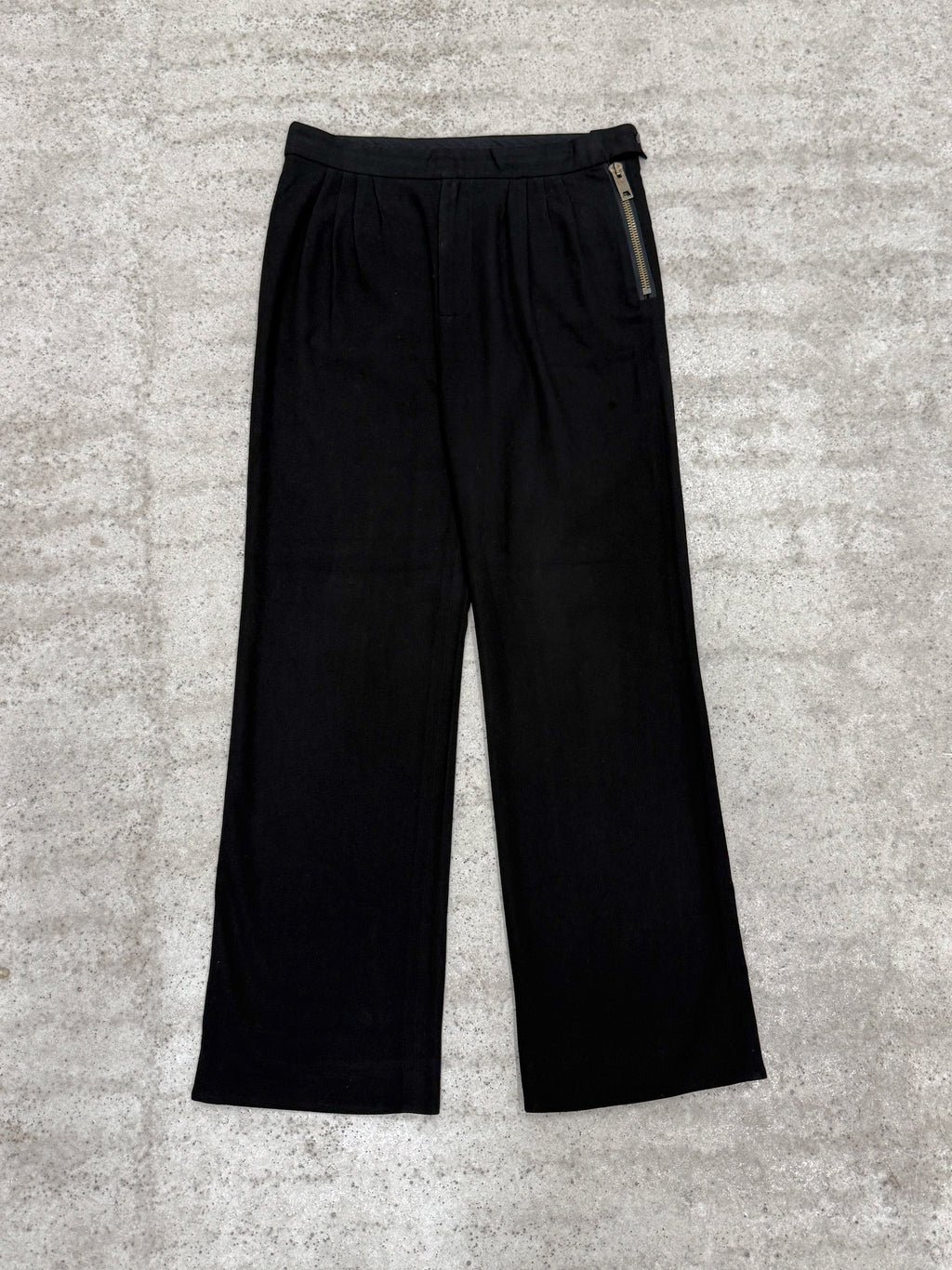 AW2000-2001 Raf Simons 'Confusion' Wool Pleated Wide Pants With Heavy Zipper