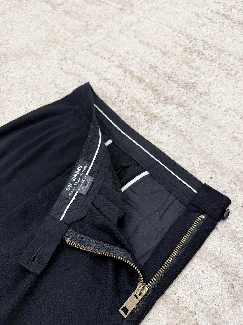 AW2000-2001 Raf Simons 'Confusion' Wool Pleated Wide Pants With Heavy Zipper