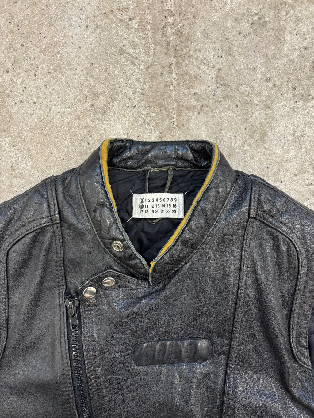 2003 Martin Margiela Artisanal Cut Sleeves Leather Biker Jacket