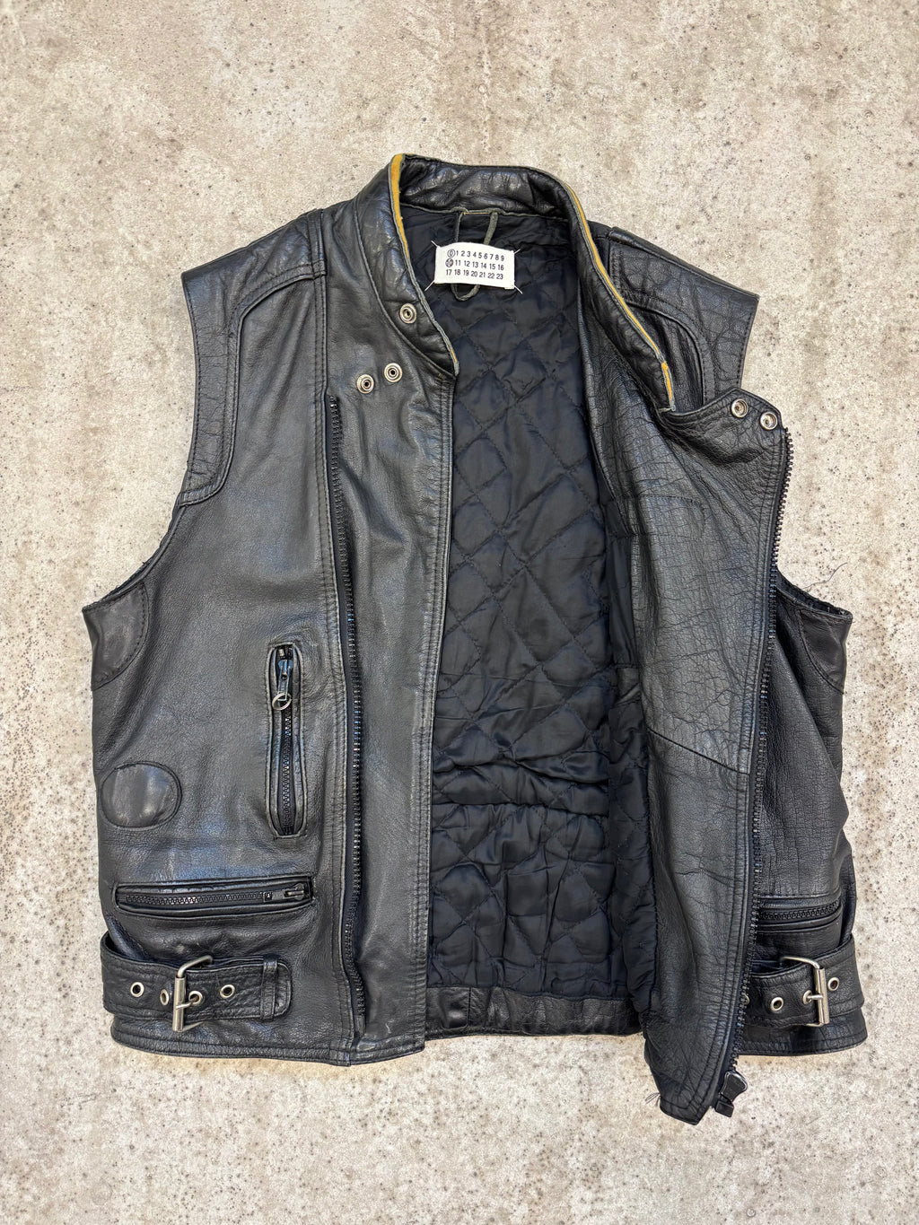 2003 Martin Margiela Artisanal Cut Sleeves Leather Biker Jacket