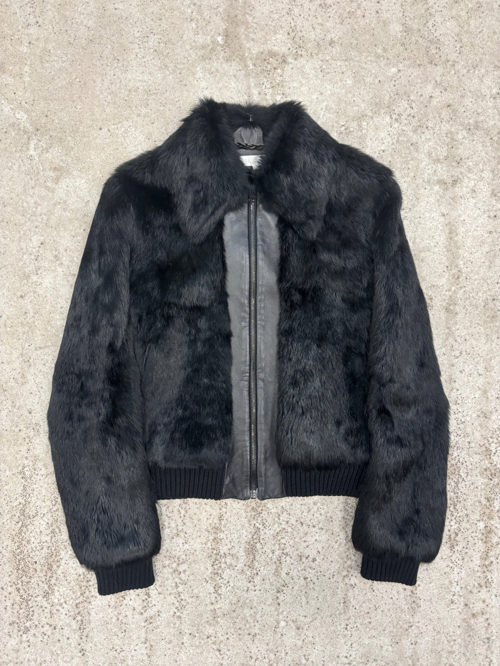 1990's Veronique Branquinho Rabbit Fur & Leather Bomber Jacket