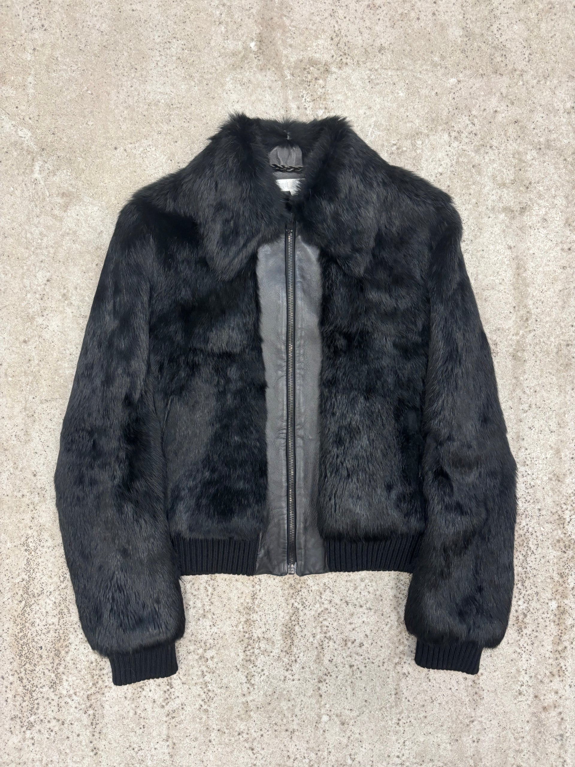 1990's Veronique Branquinho Rabbit Fur & Leather Bomber Jacket