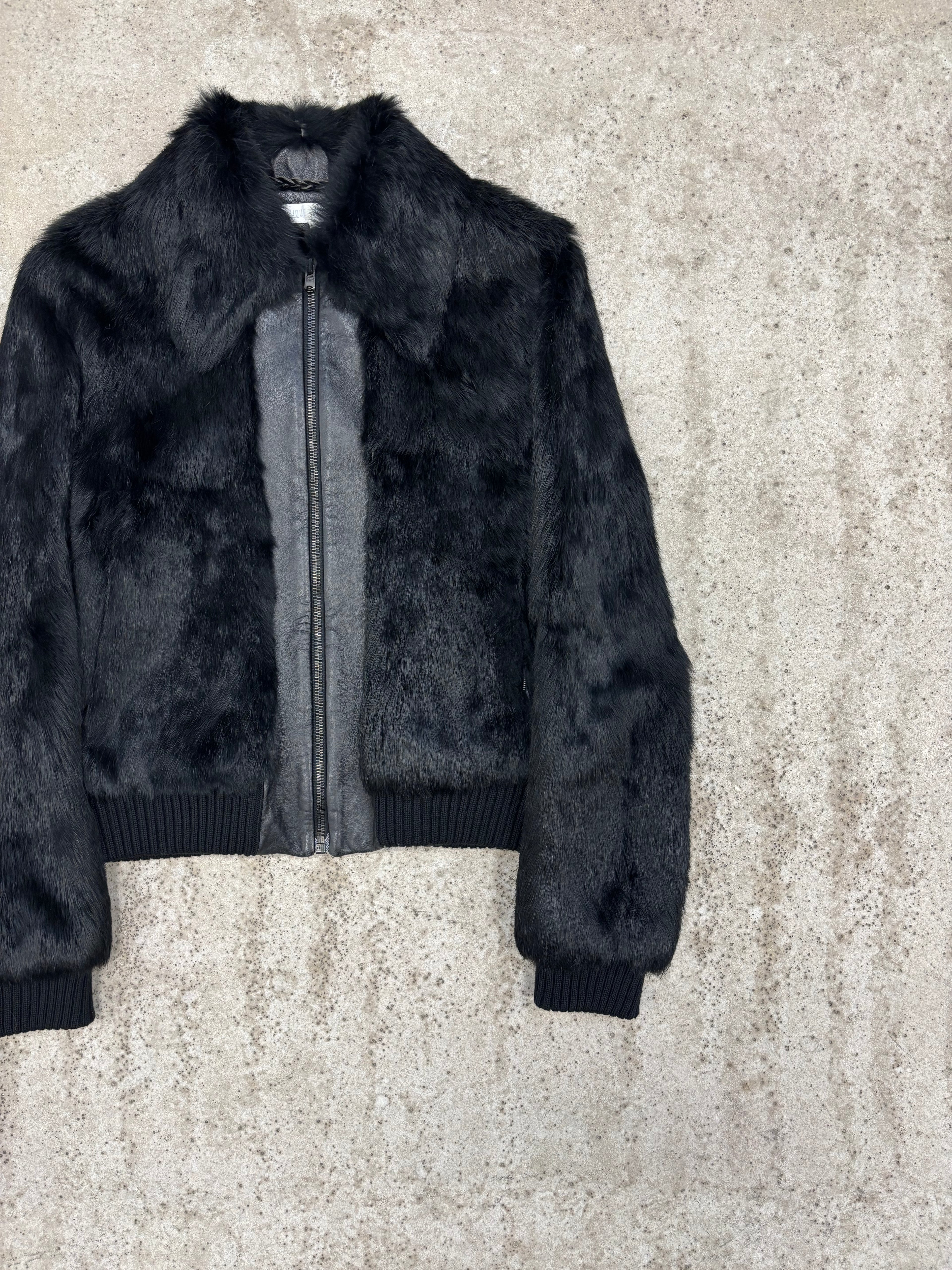 1990's Veronique Branquinho Rabbit Fur & Leather Bomber Jacket