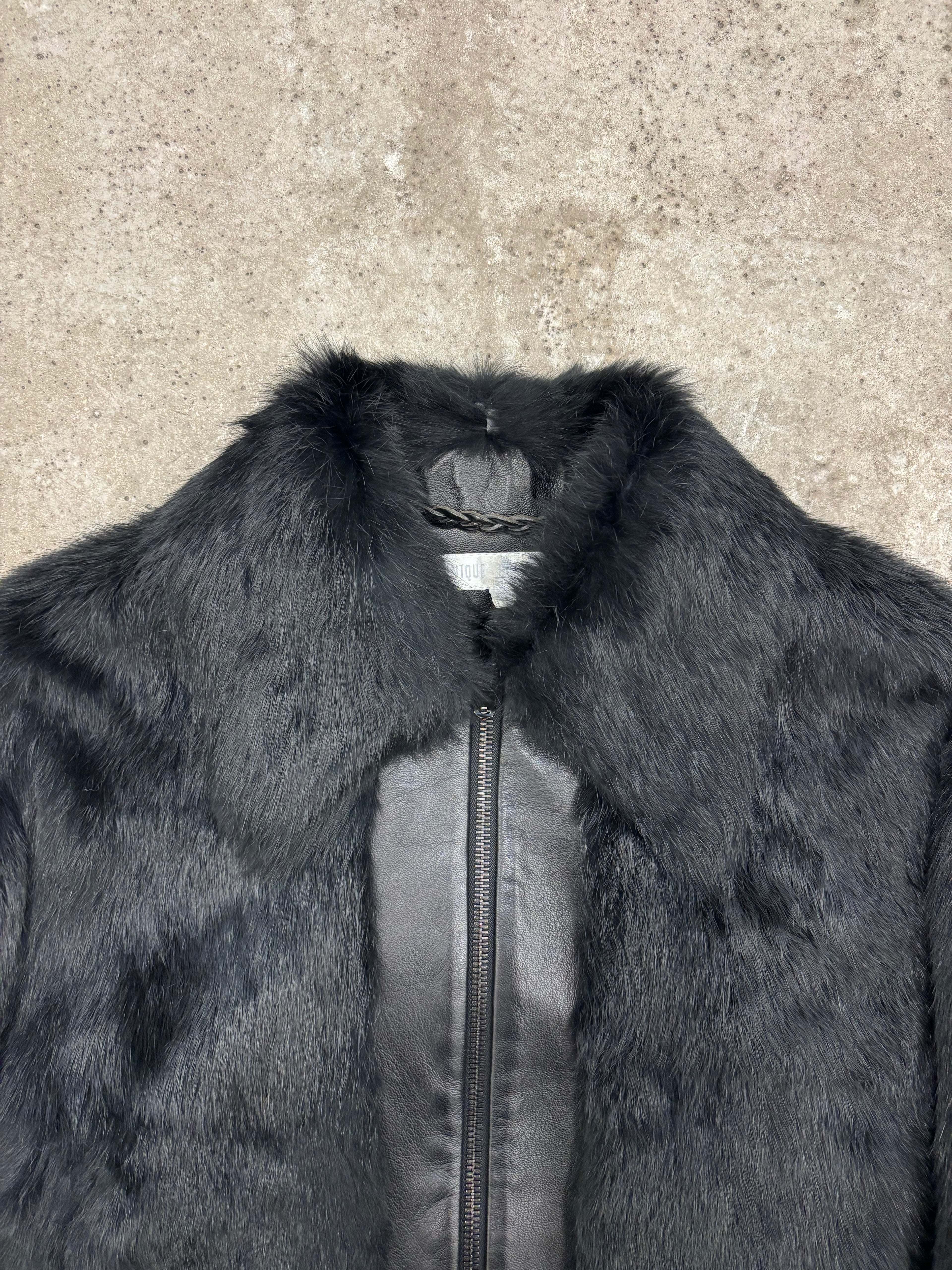 1990's Veronique Branquinho Rabbit Fur & Leather Bomber Jacket