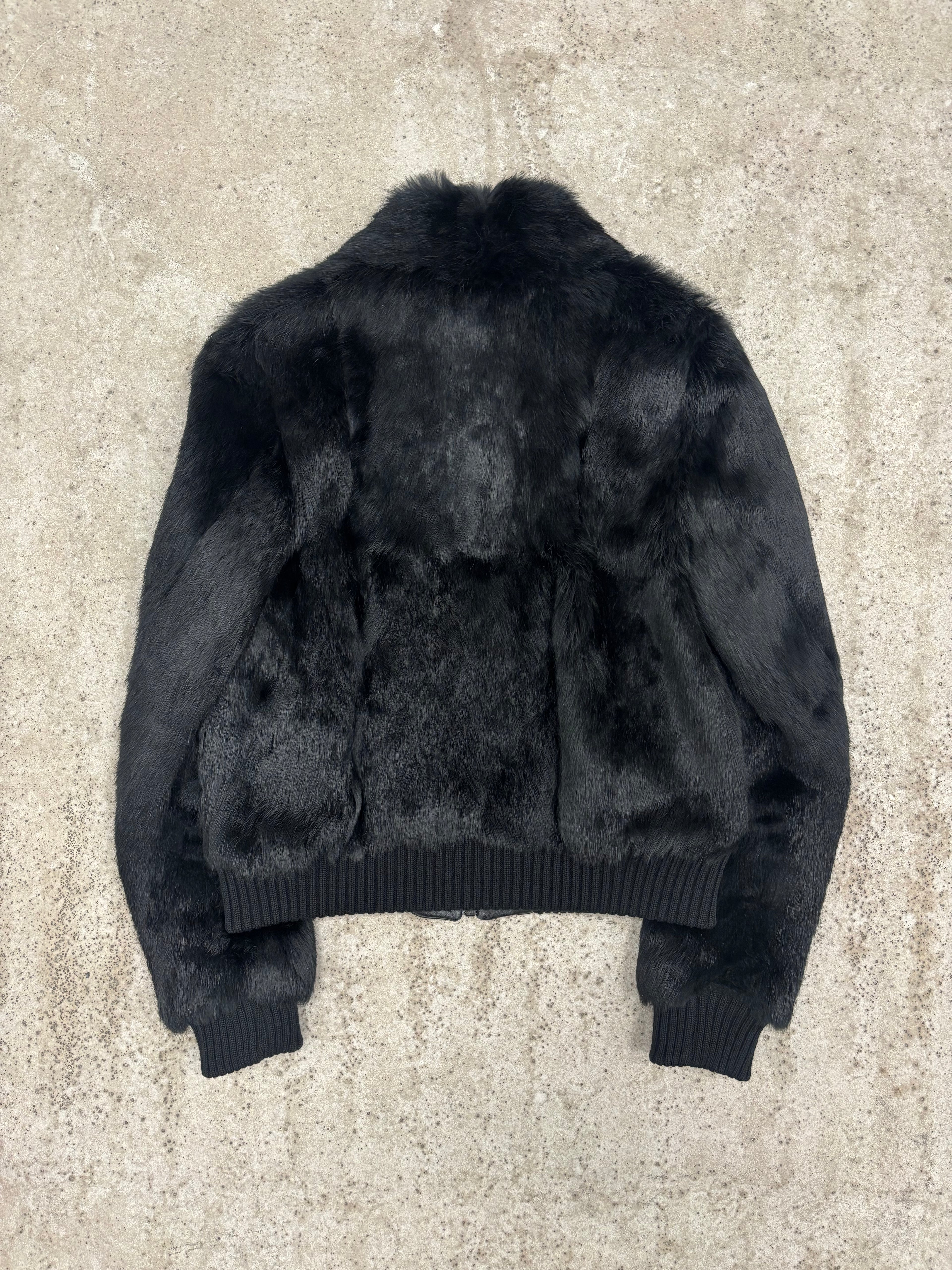 1990's Veronique Branquinho Rabbit Fur & Leather Bomber Jacket