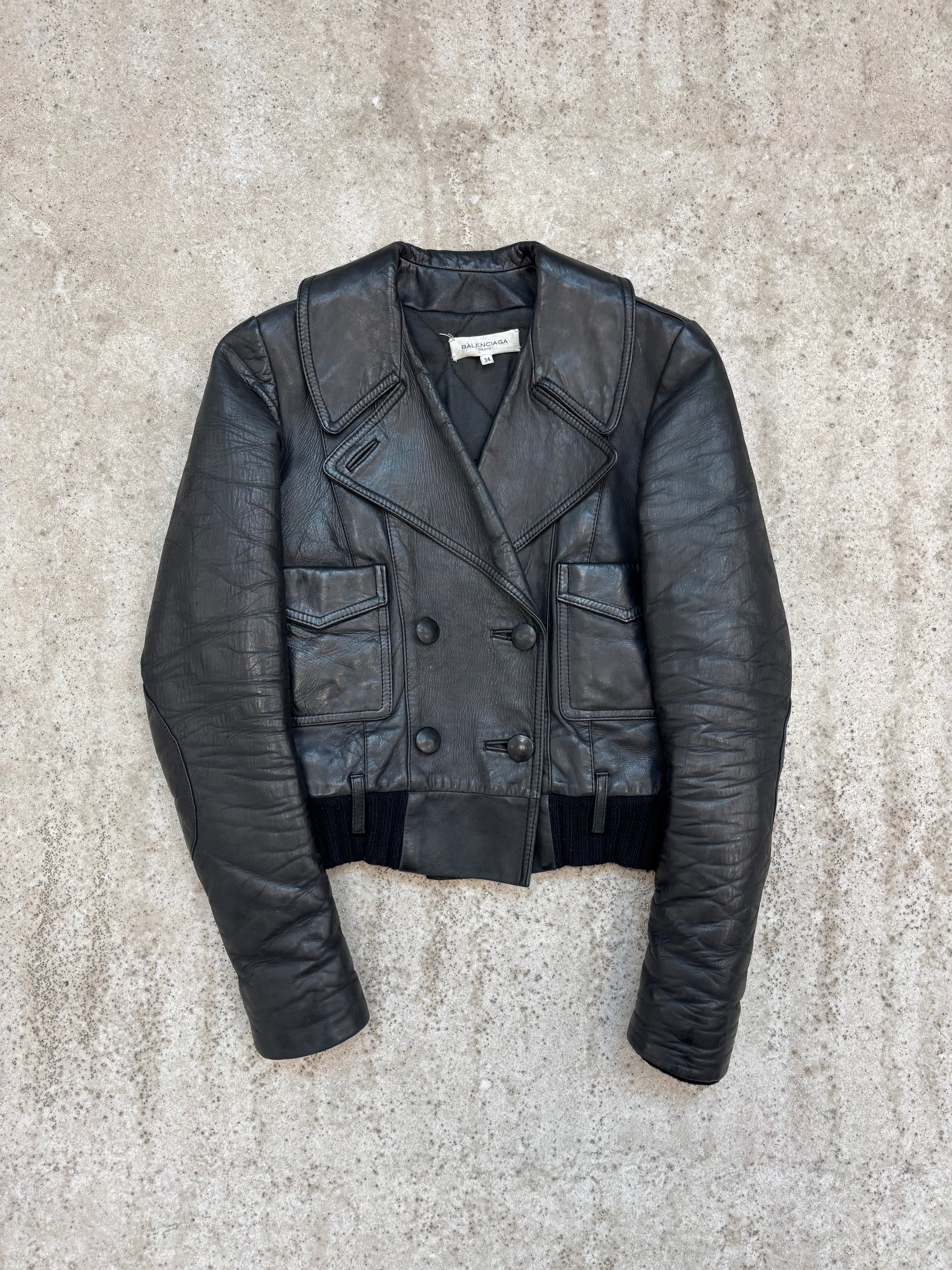 AW2002 Balenciaga by Nicolas Ghesquière Cropped Leather Jacket