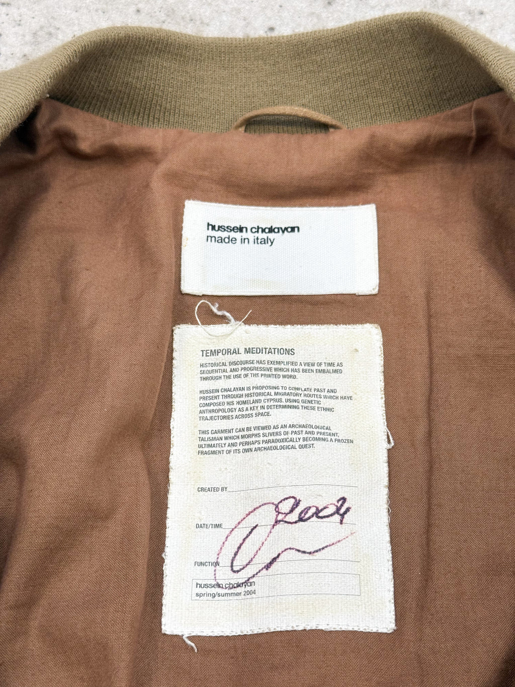 SS2004 Hussein Chalayan 'Temporal Meditations' Layered Suede Jacket