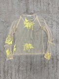 1995 Helmut Lang Phoenix Print Sheer Top with Slashed Elbows