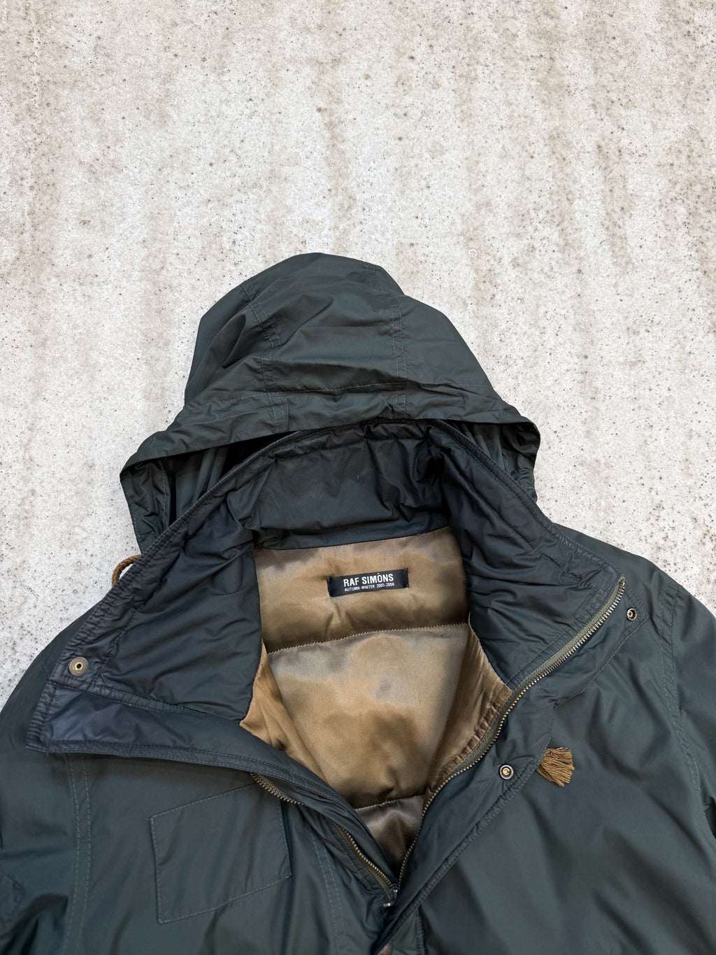 AW2005-2006 Raf Simons 'History Of My World' Packable Hood Goose-Down Bomber
