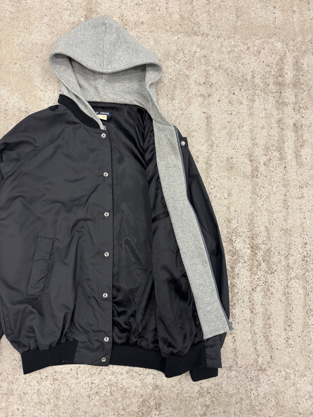 AW1997 Raf Simons Oversize Coach Jacket With Integrated Zip-Up Hoodie Trompe-L'Oeil