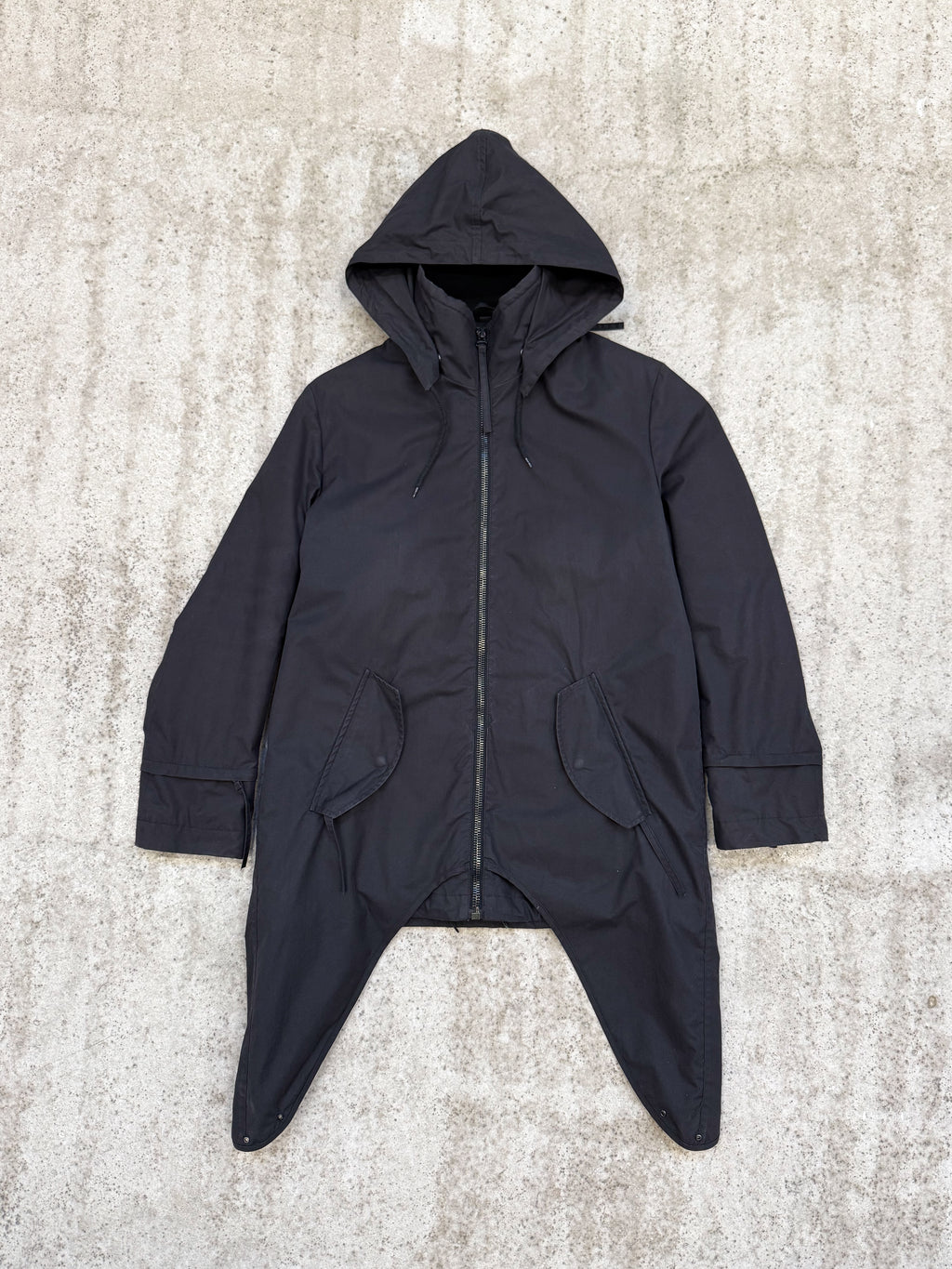 AW2004 Helmut Lang Layered Parka With Extended Sides And Fleece Lining