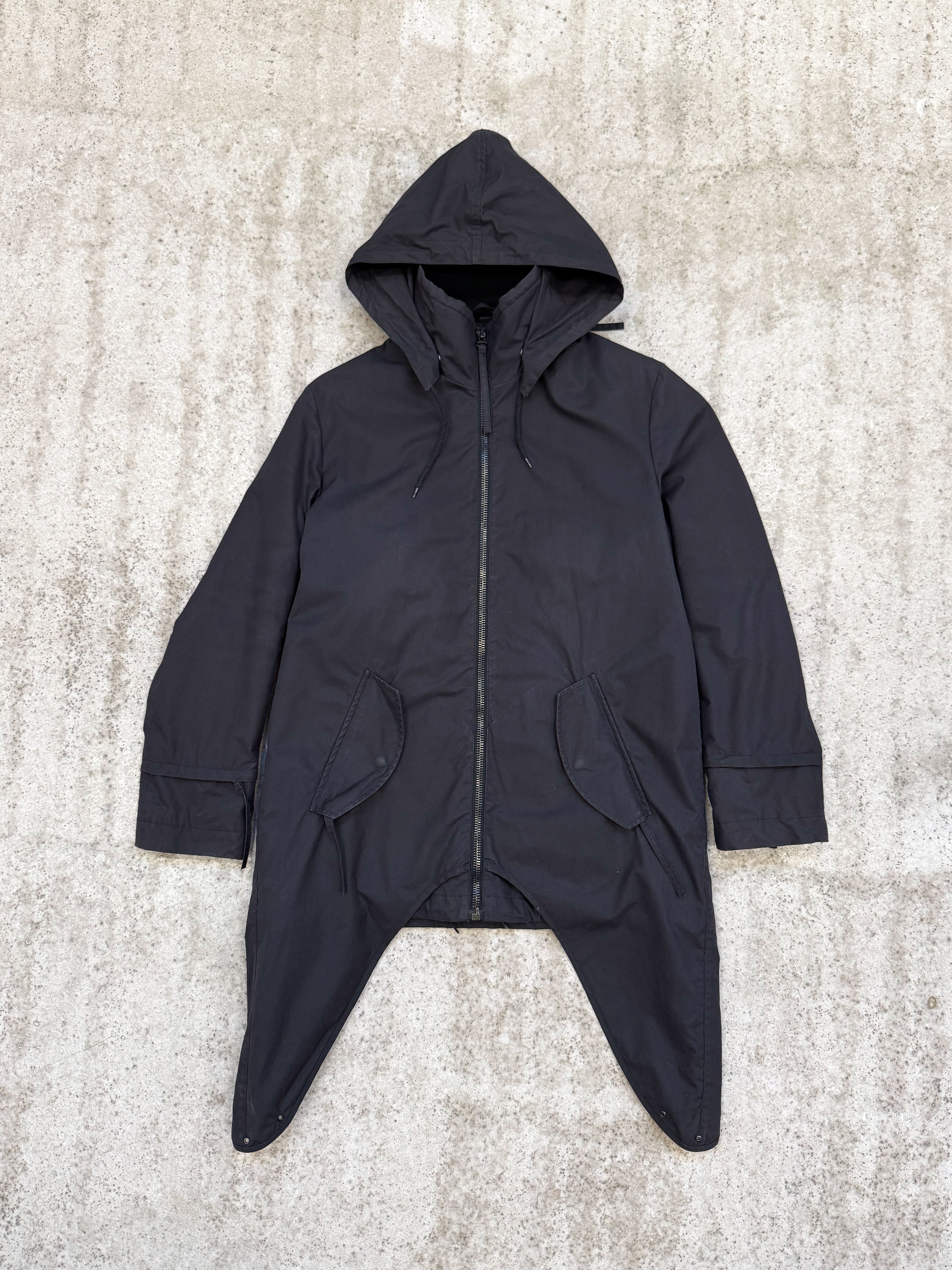 AW2004 Helmut Lang Layered Parka With Extended Sides And Fleece Lining